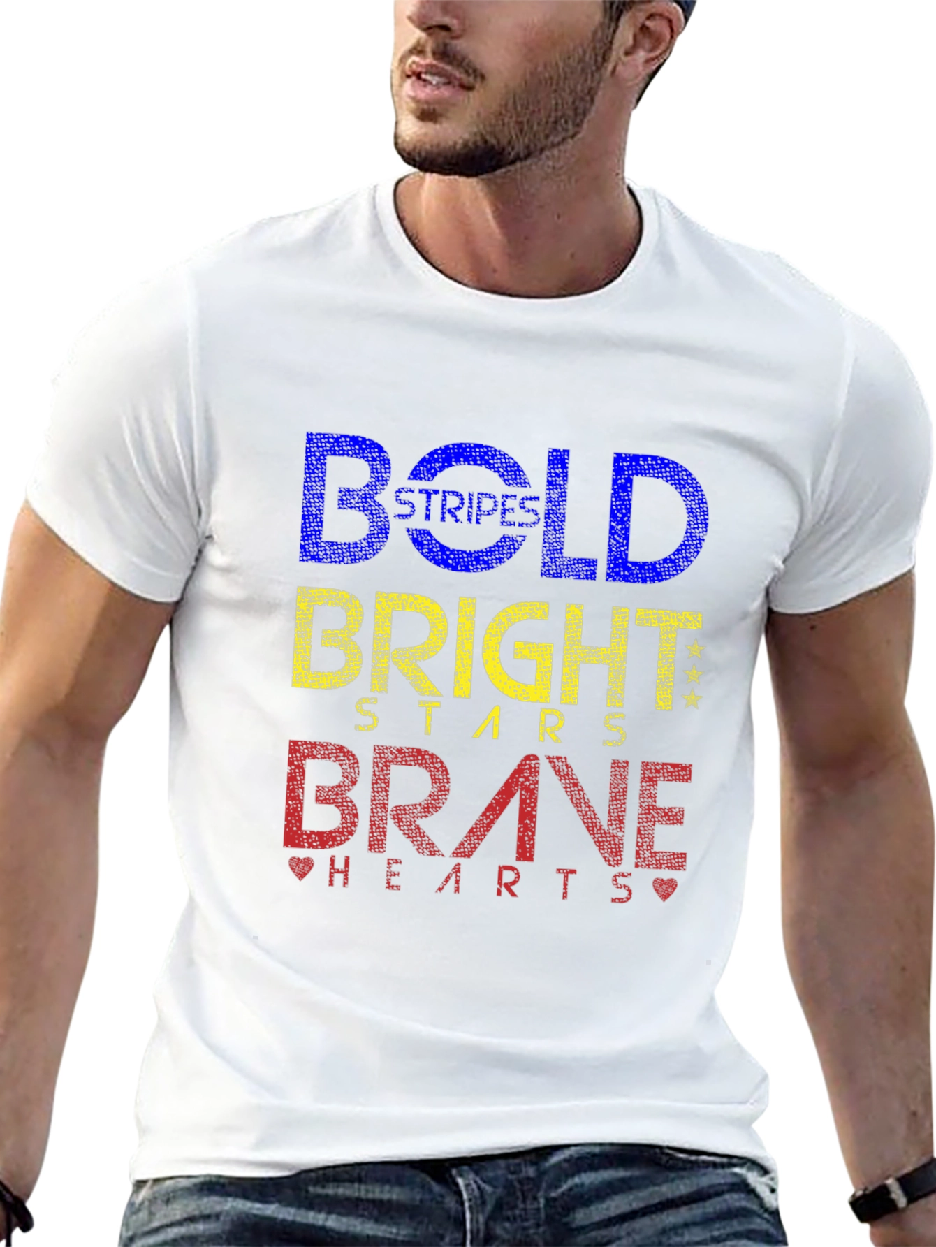 Bold Stripes Bright Stars Brave Hearts Graphic Tee