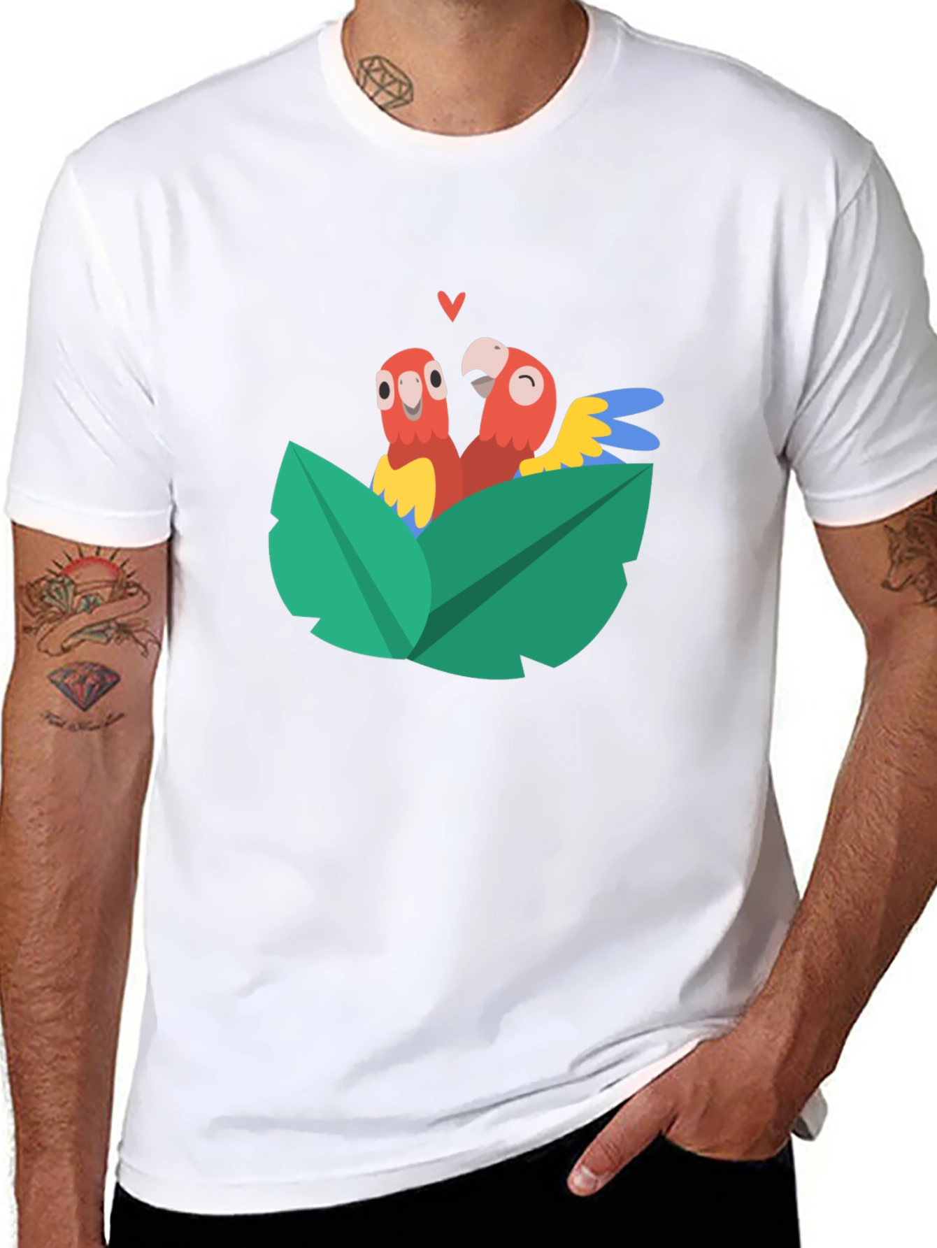 Parrot Love Tee - Cute Tropical Graphic Shirt