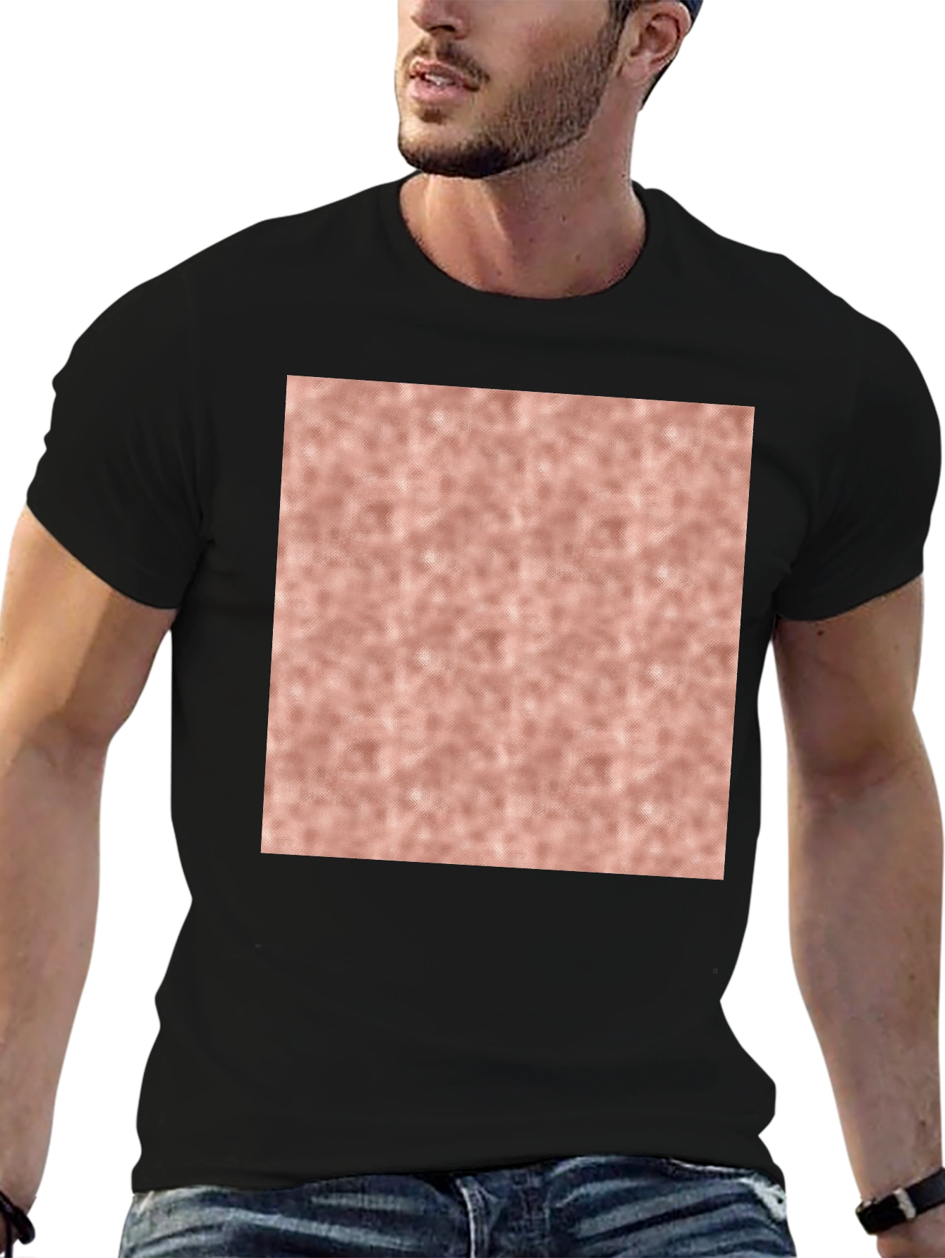 Stylish Black Cotton Blend Tee with Abstract Center Design