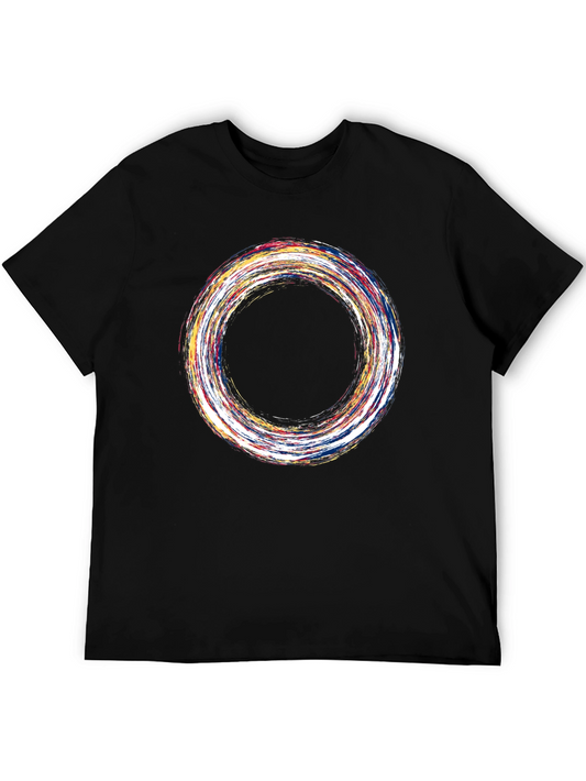 Abstract Swirl Graphic Print Black T-Shirt
