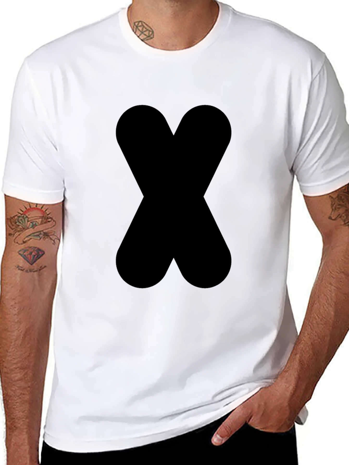 Bold Black X Graphic Tee - Modern Style