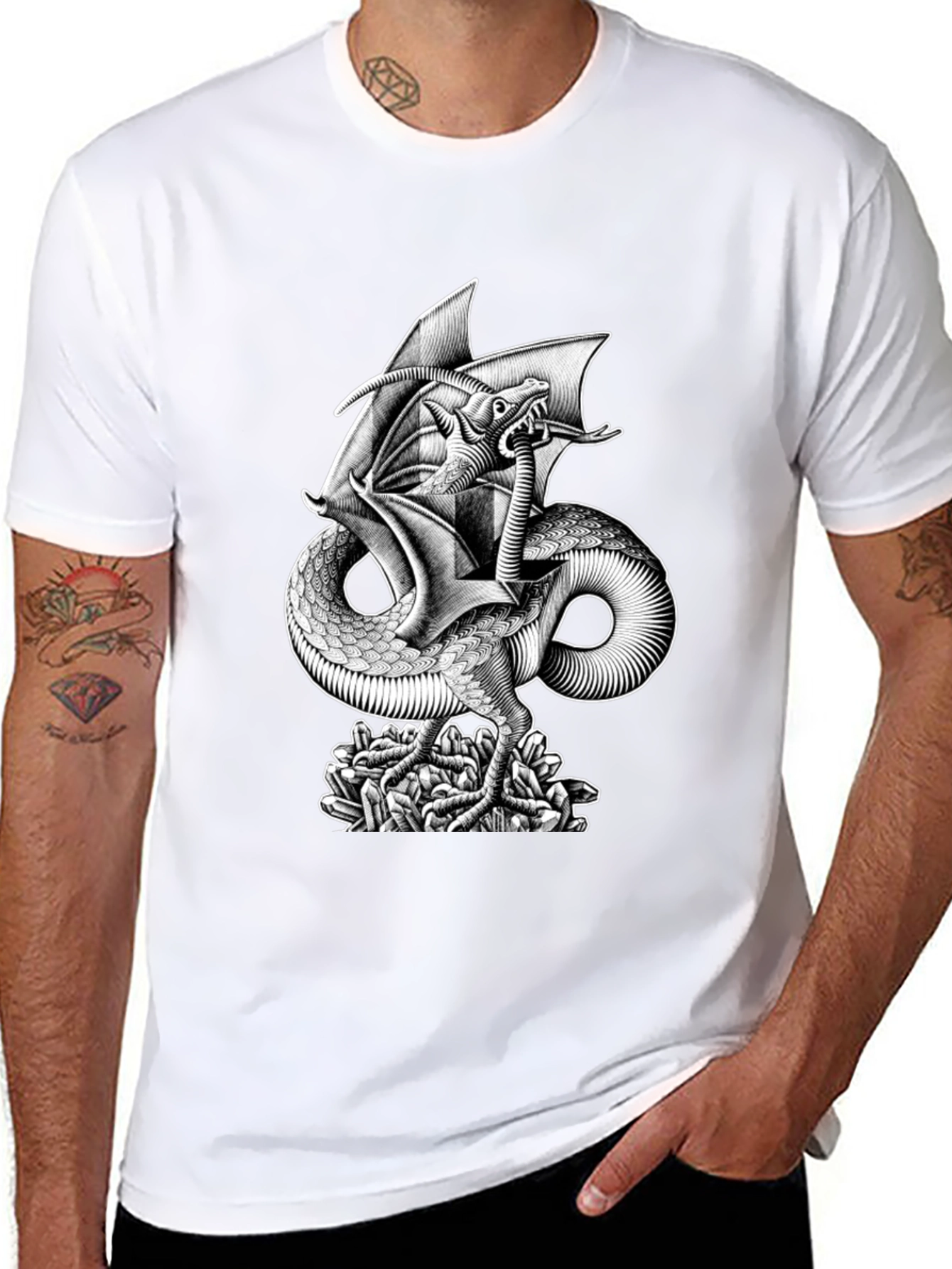 Dragon Graphic Print Black T-Shirt