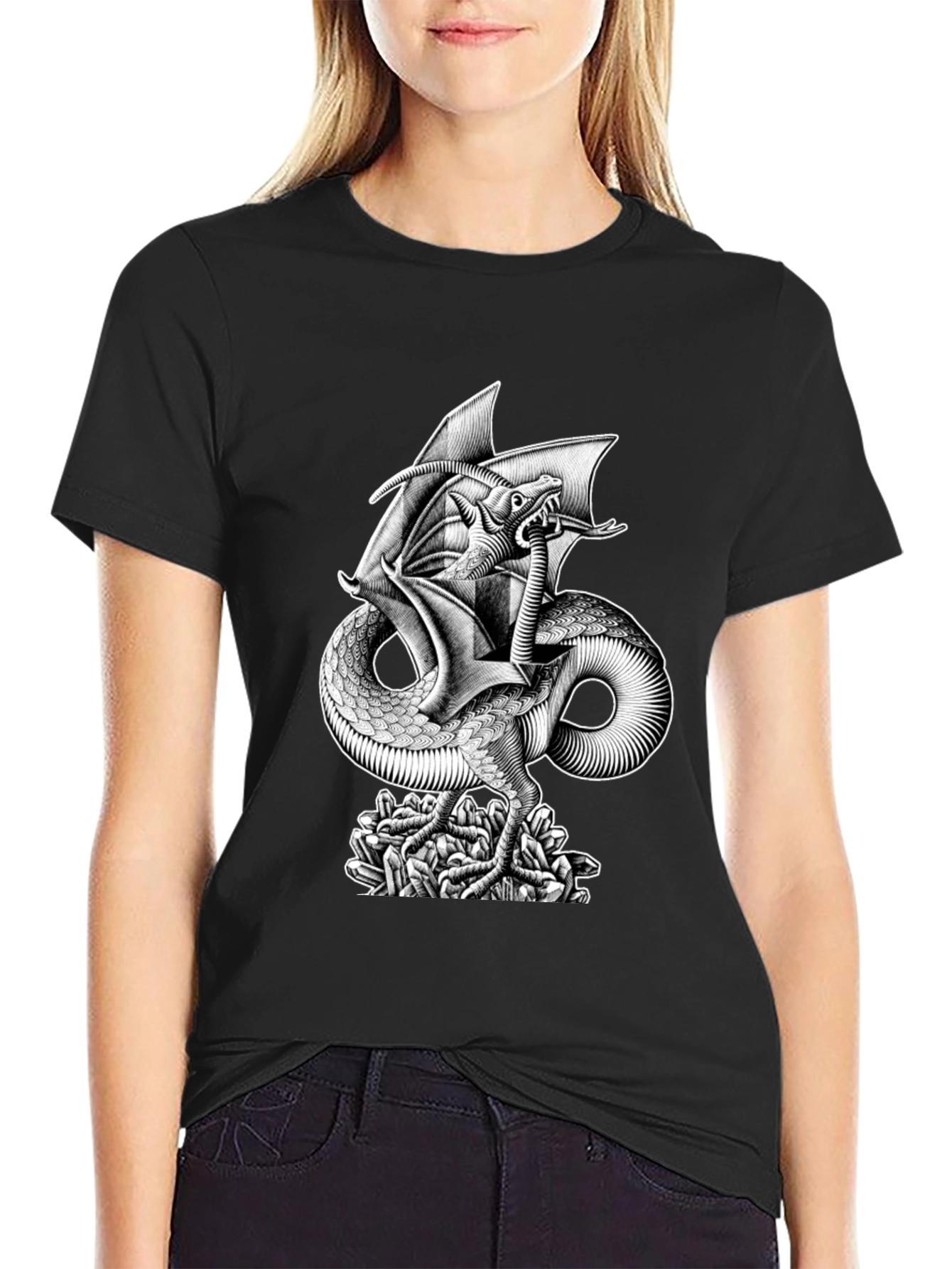 Dragon Graphic Print Black T-Shirt