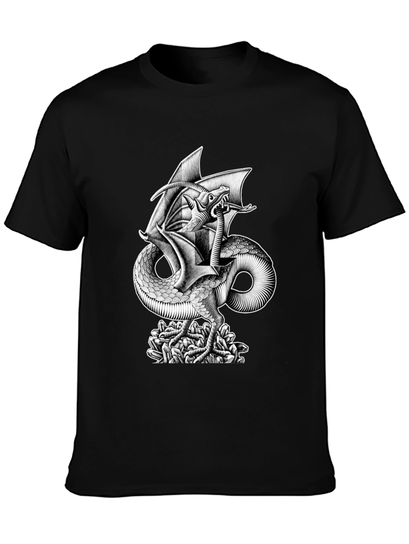 Dragon Graphic Print Black T-Shirt