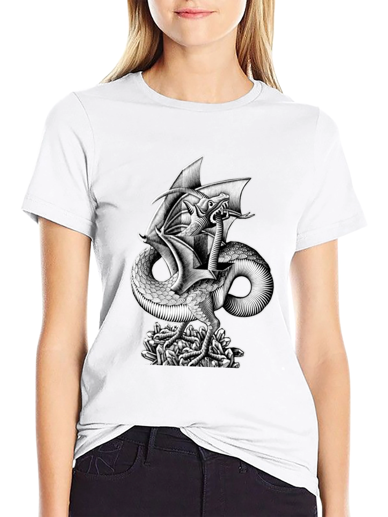 Dragon Graphic Print Black T-Shirt