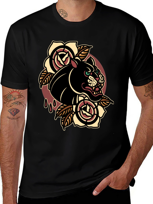 Black Panther Graphic Tee - Classic Tattoo Style
