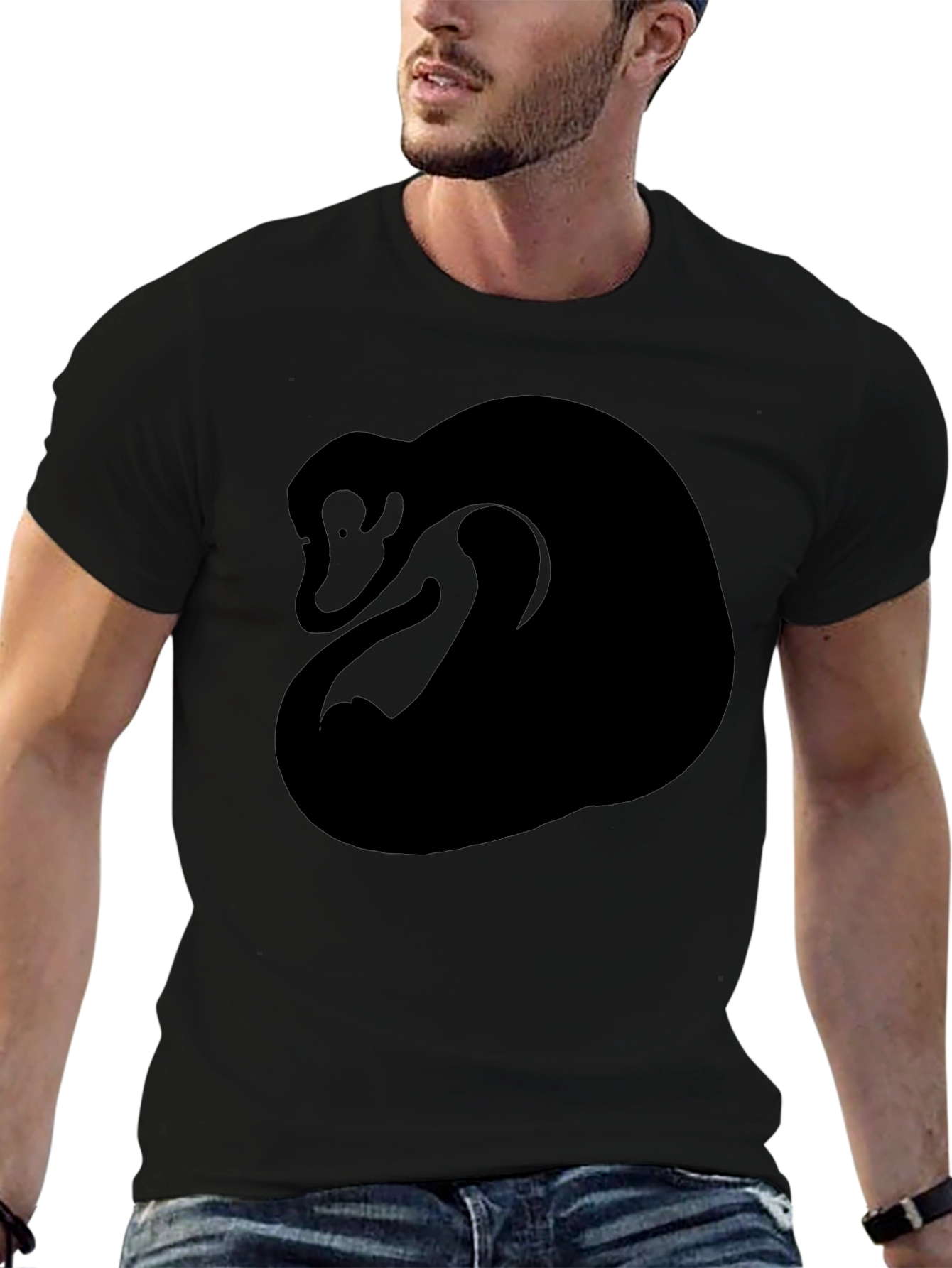Abstract Monkey Graphic Tee - Black Cotton Blend