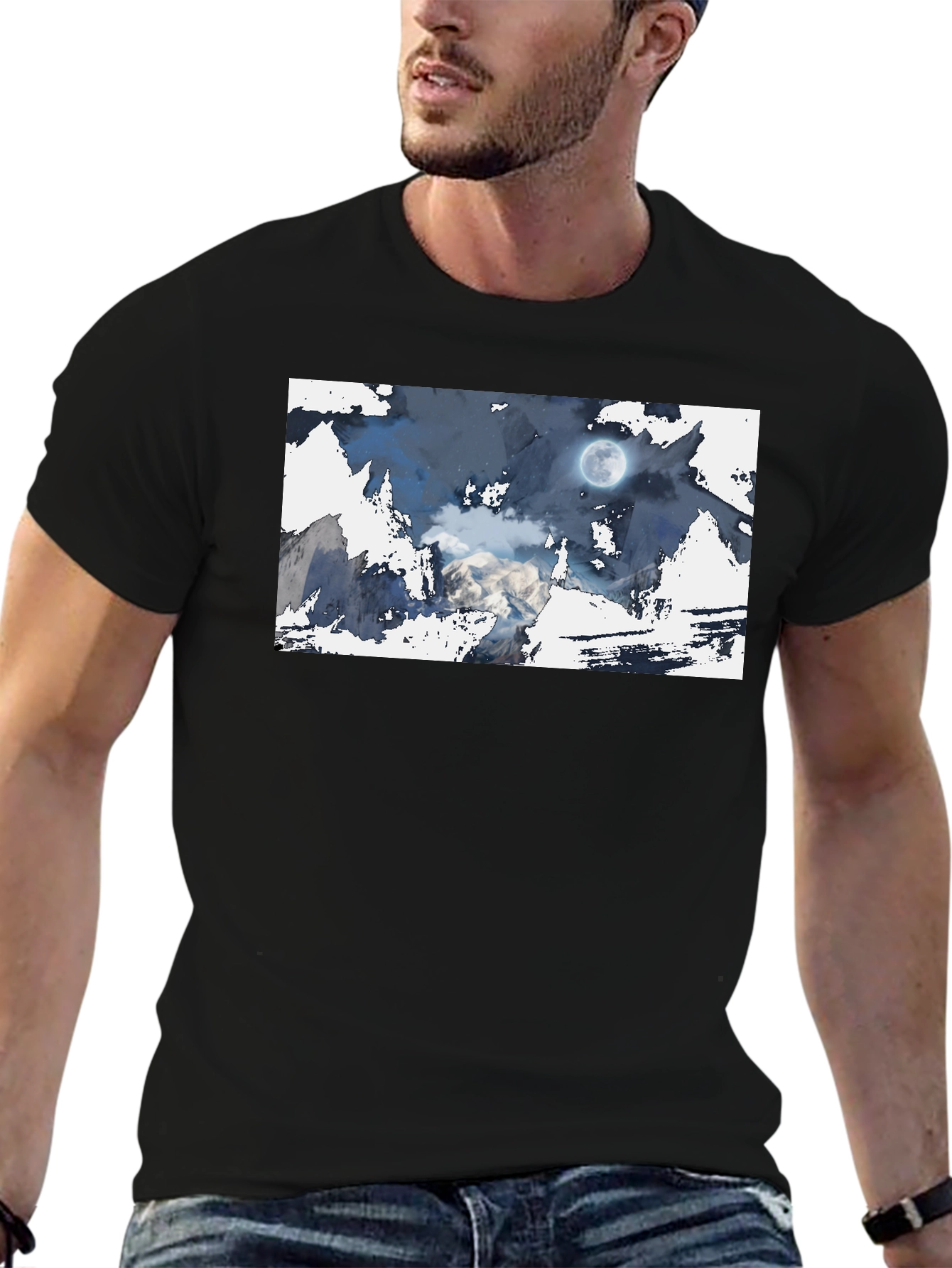 Moonlit Mountain Tee - Stylish Graphic Print