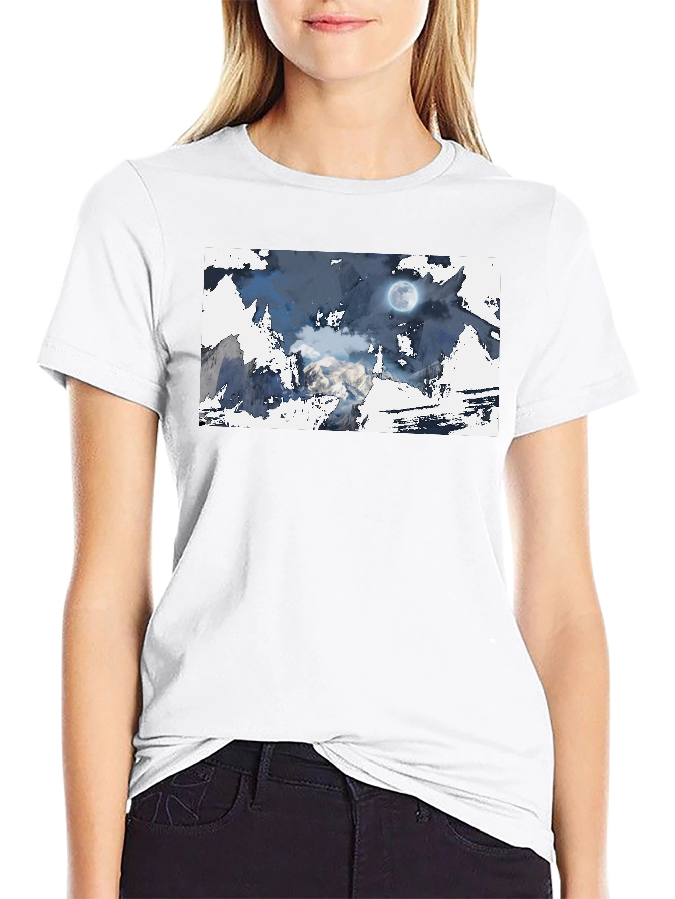 Moonlit Mountain Tee - Stylish Graphic Print