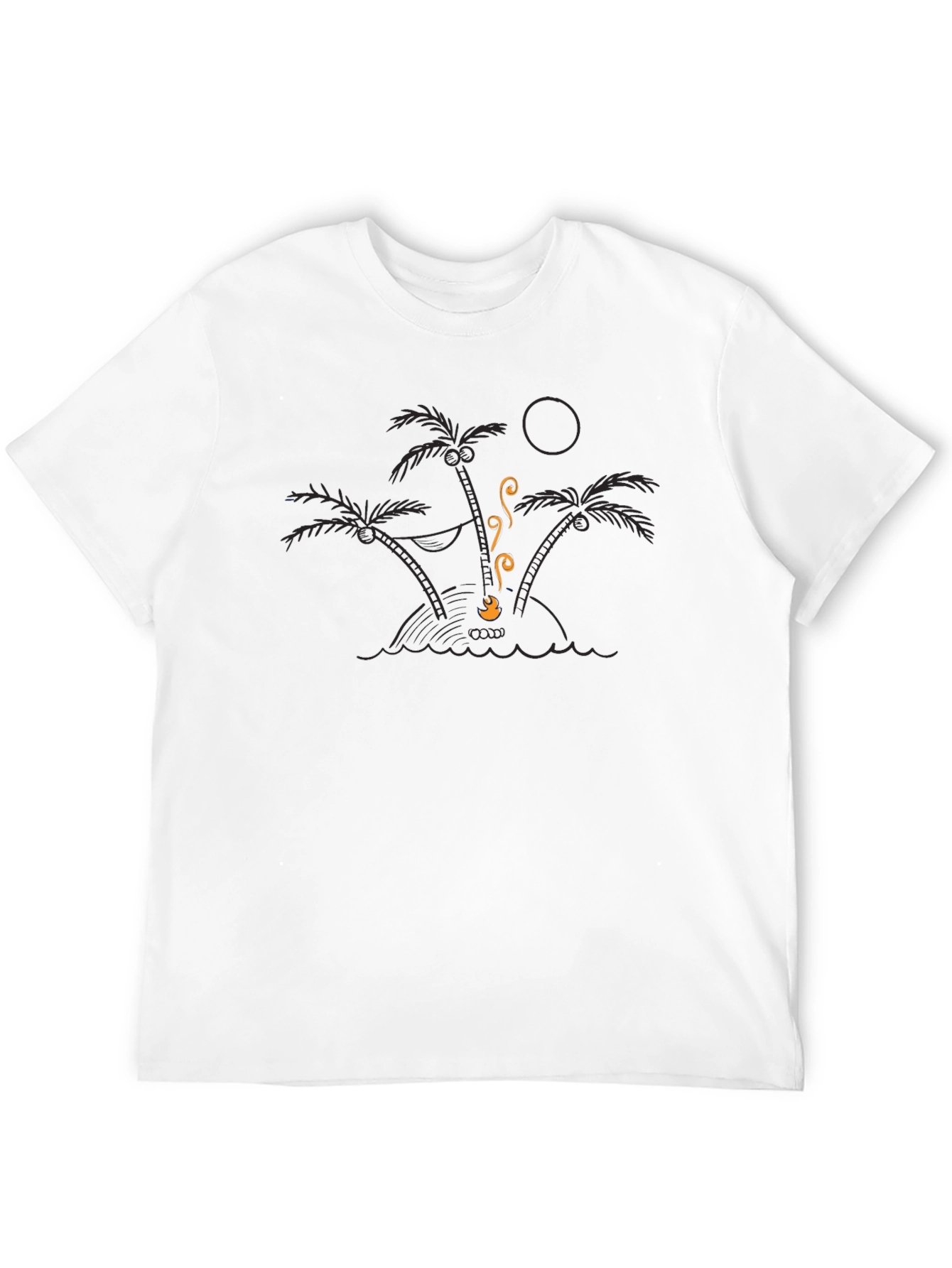 Island Getaway Graphic Tee - Black Cotton T-Shirt