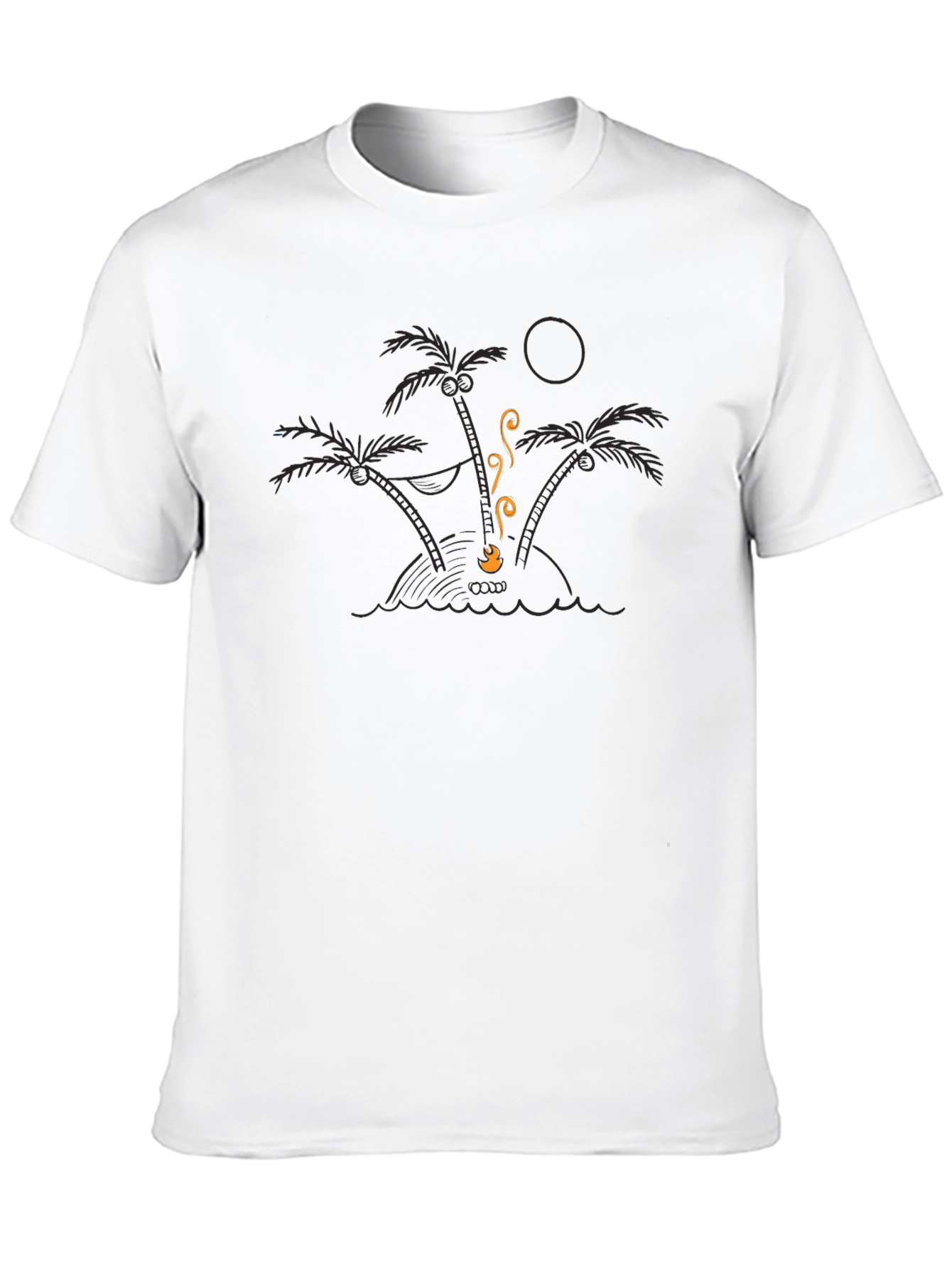 Island Getaway Graphic Tee - Black Cotton T-Shirt