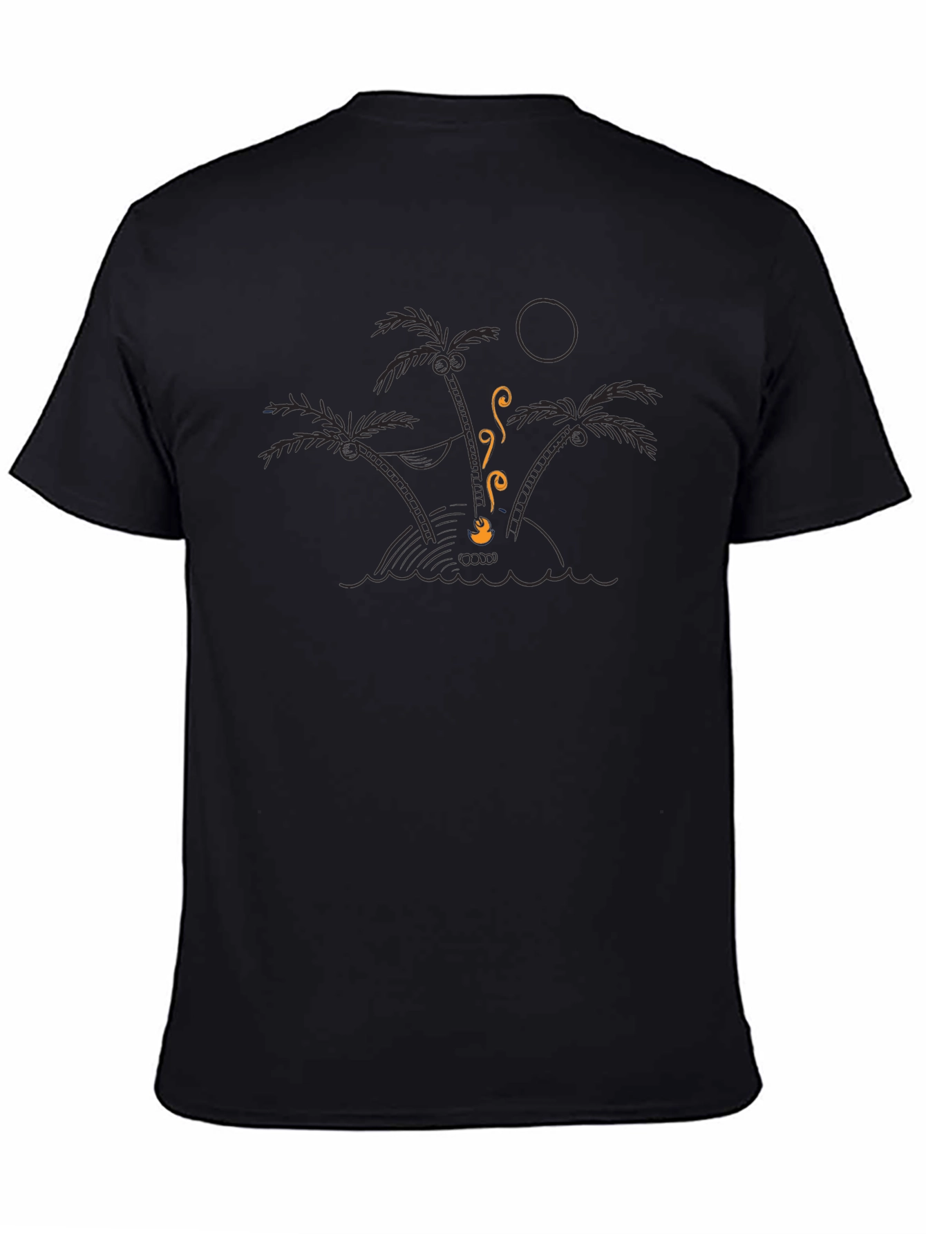 Island Getaway Graphic Tee - Black Cotton T-Shirt