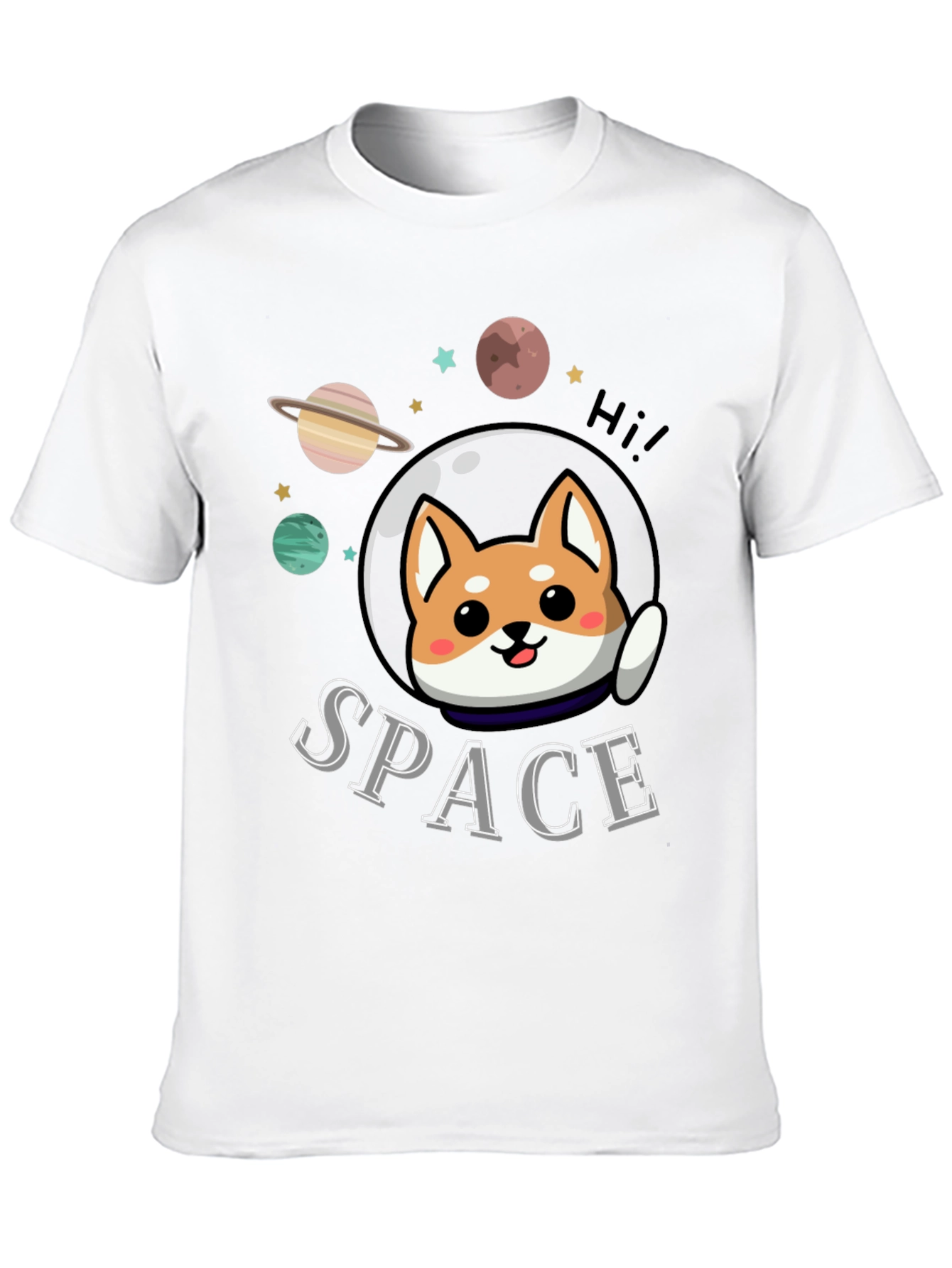 Space Shiba Inu Graphic T-Shirt - Black
