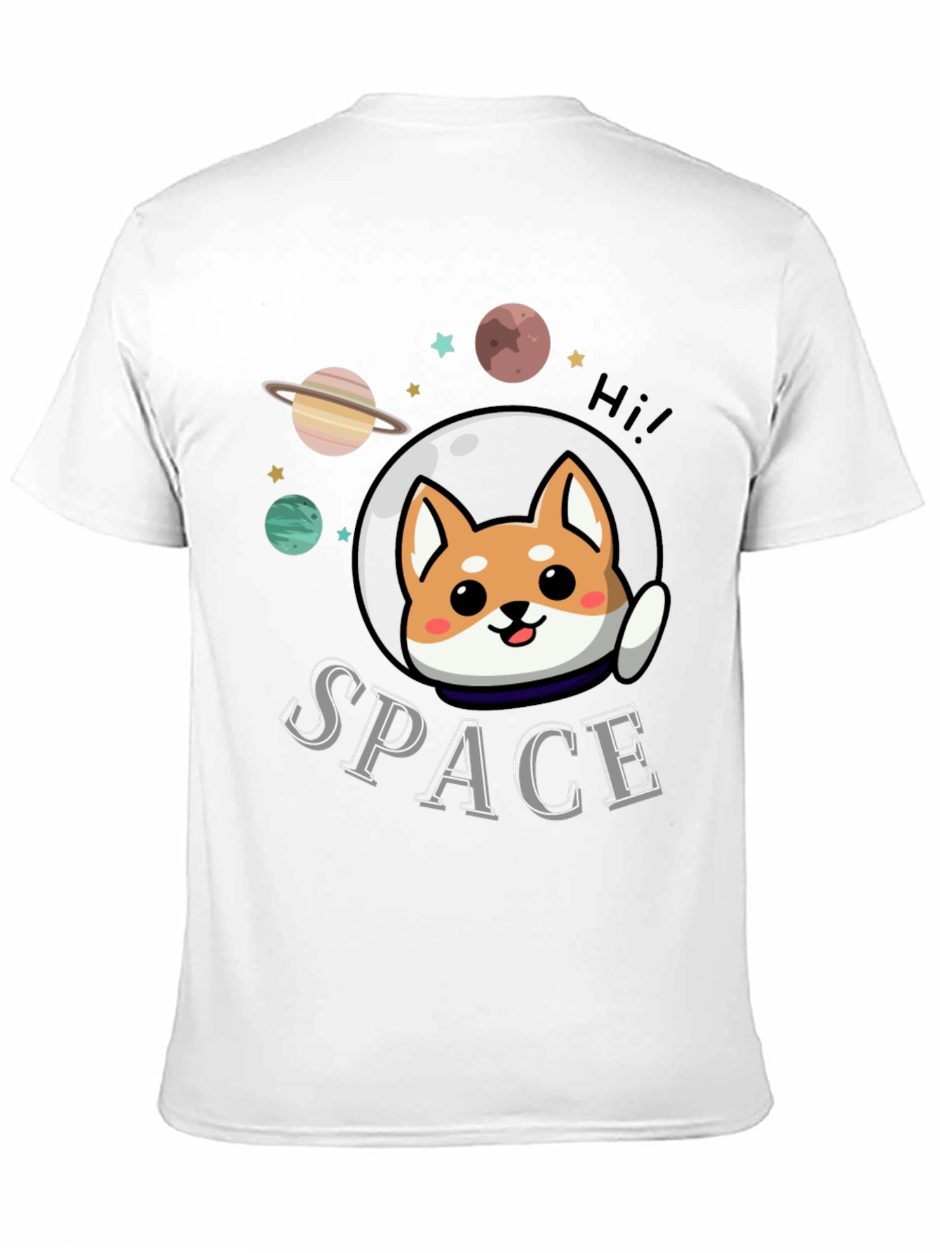 Space Shiba Inu Graphic T-Shirt - Black