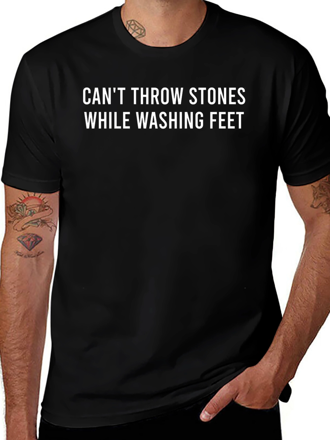 Cant Throw Stones T-Shirt - Black Graphic Tee