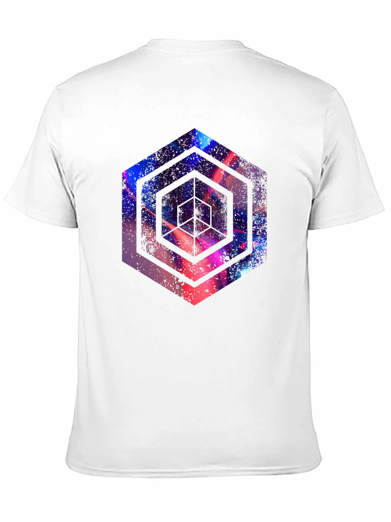 Abstract Hexagon Graphic Print Black T-Shirt