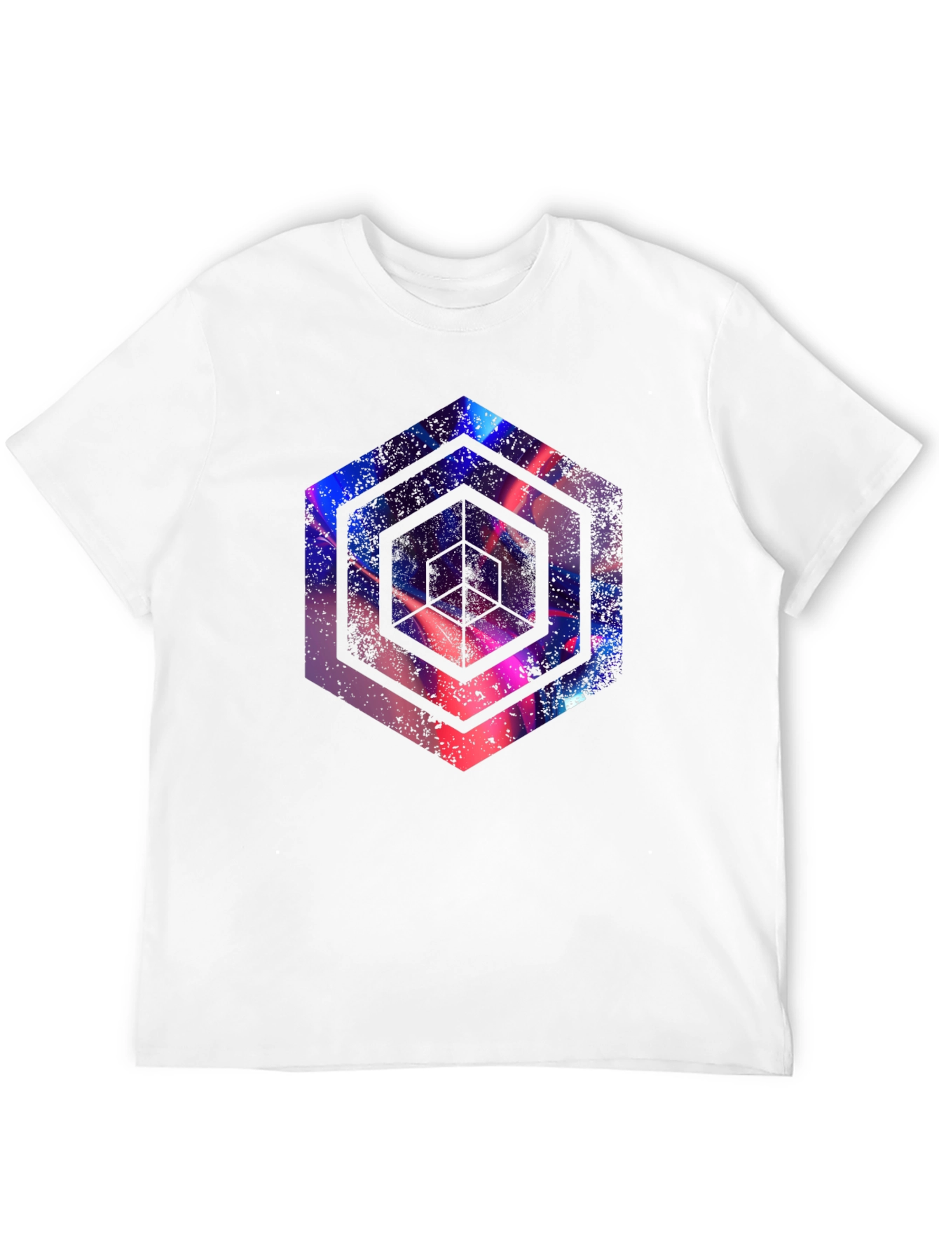 Abstract Hexagon Graphic Print Black T-Shirt