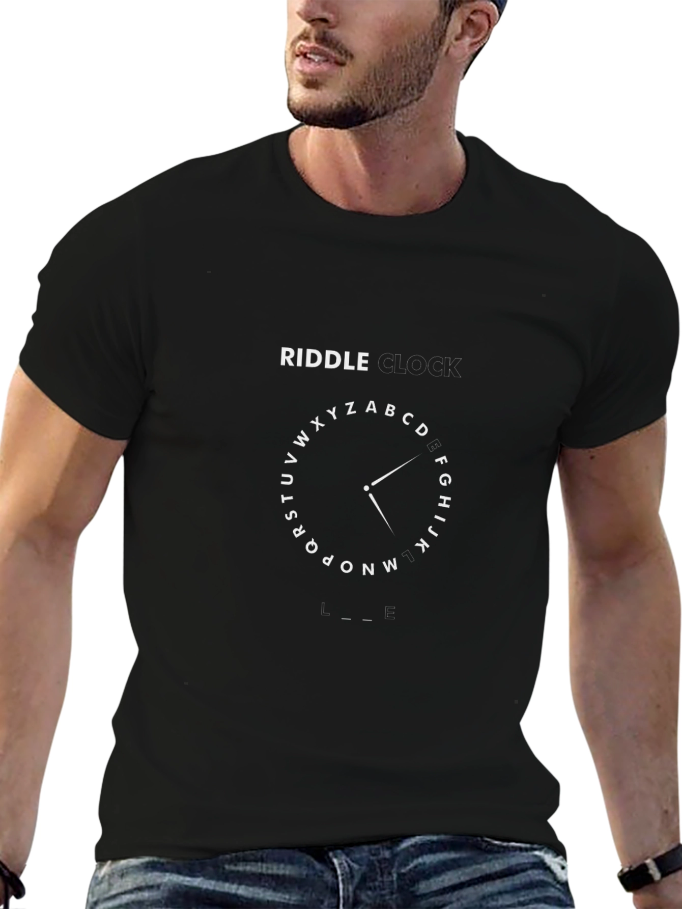 Riddle Clock Black Graphic Tee - Stylish and Unique