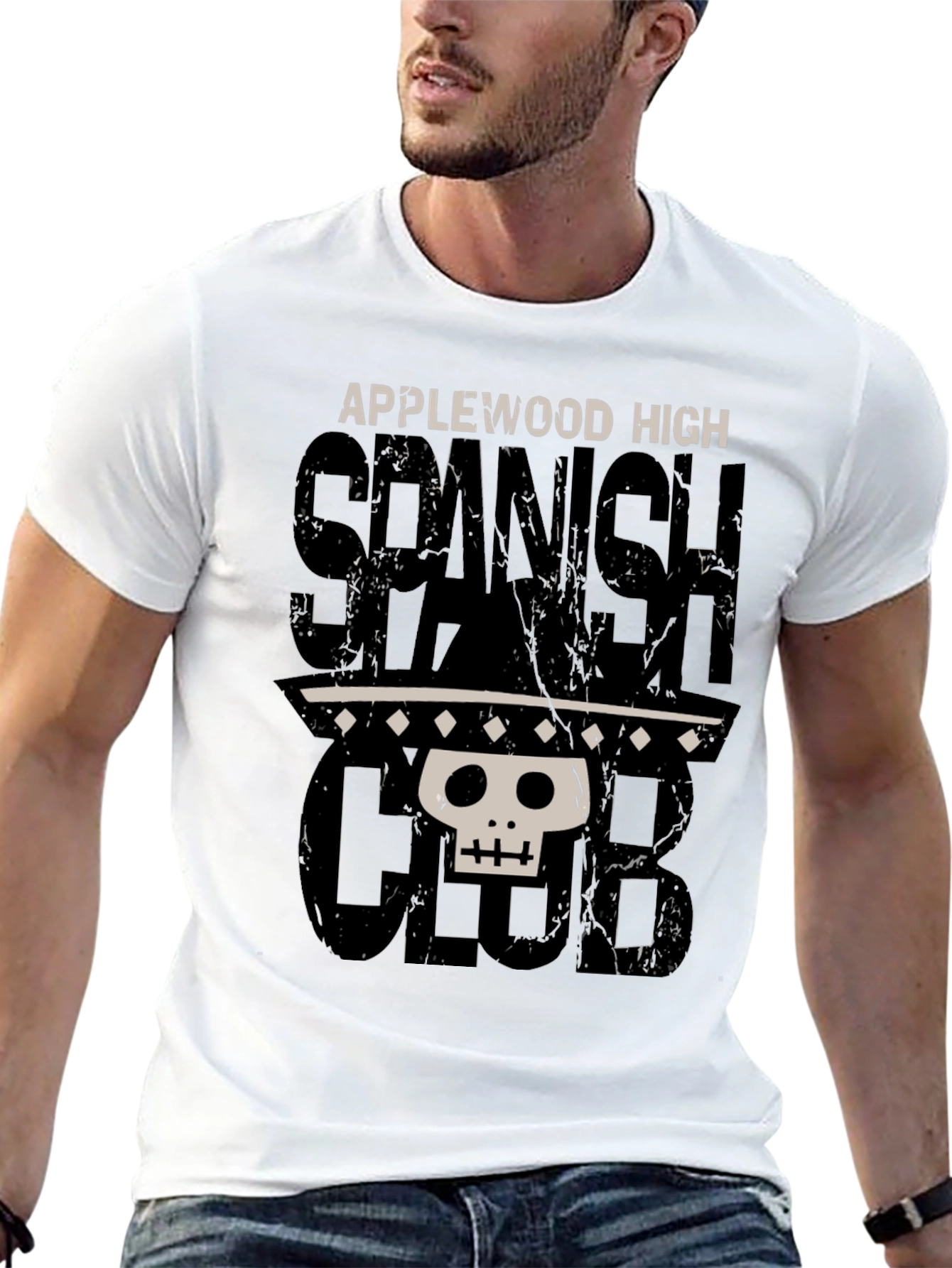 Spanish Club T-Shirt - Applewood High Skull Sombrero