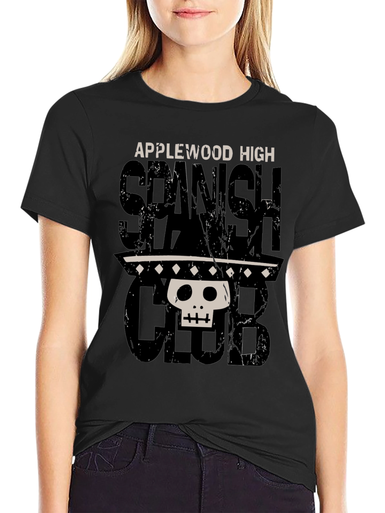 Spanish Club T-Shirt - Applewood High Skull Sombrero