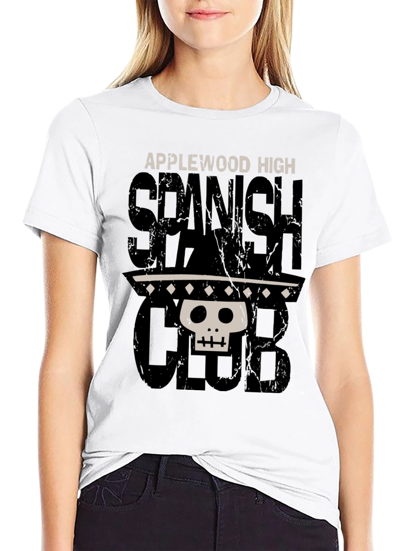 Spanish Club T-Shirt - Applewood High Skull Sombrero