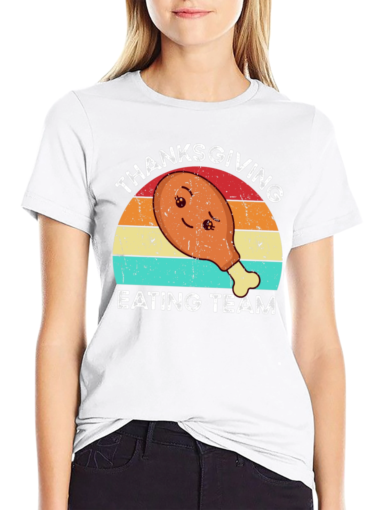 Thanksgiving Eating Team T-Shirt - Cute Turkey Leg Design