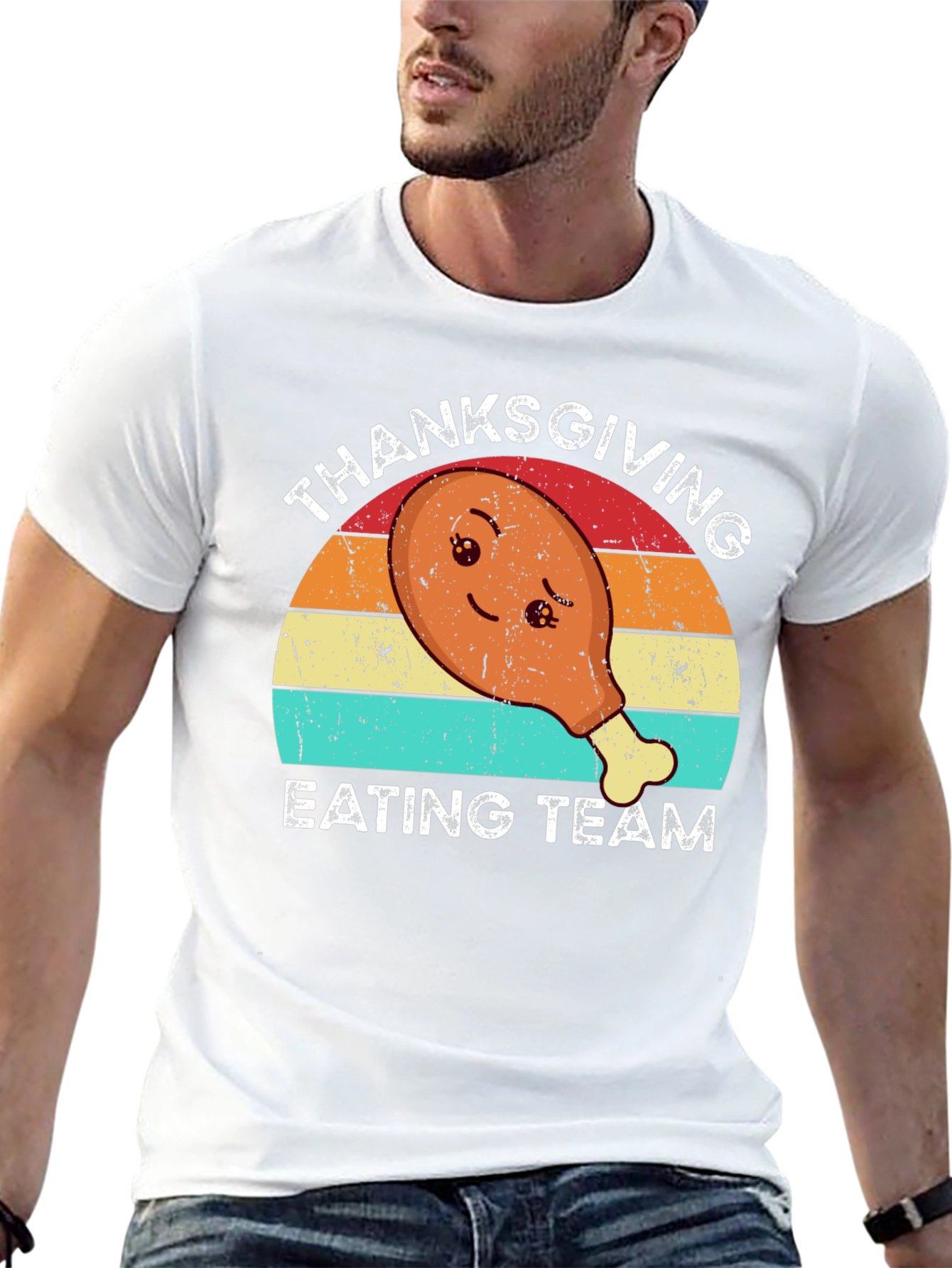 Thanksgiving Eating Team T-Shirt - Cute Turkey Leg Design