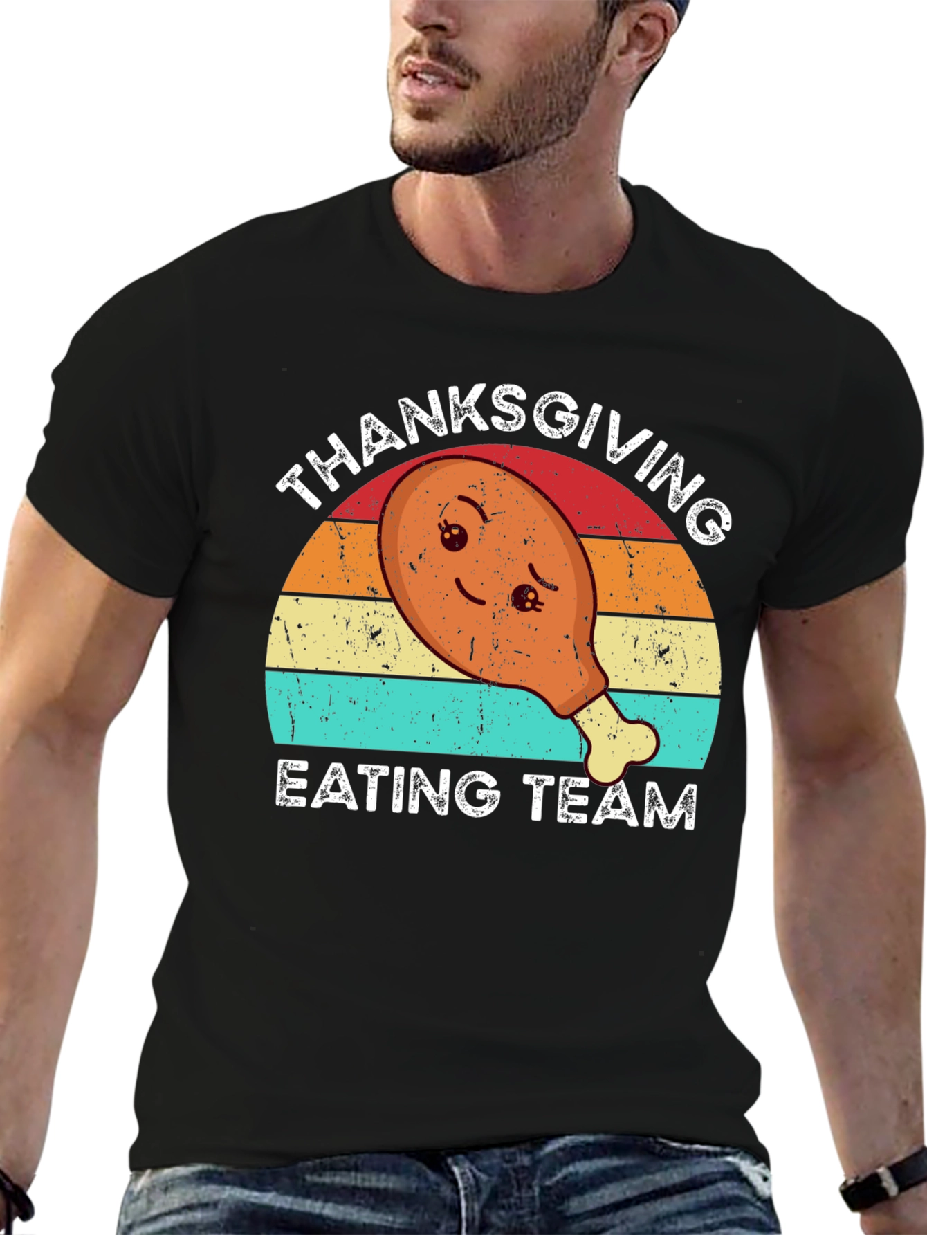 Thanksgiving Eating Team T-Shirt - Cute Turkey Leg Design