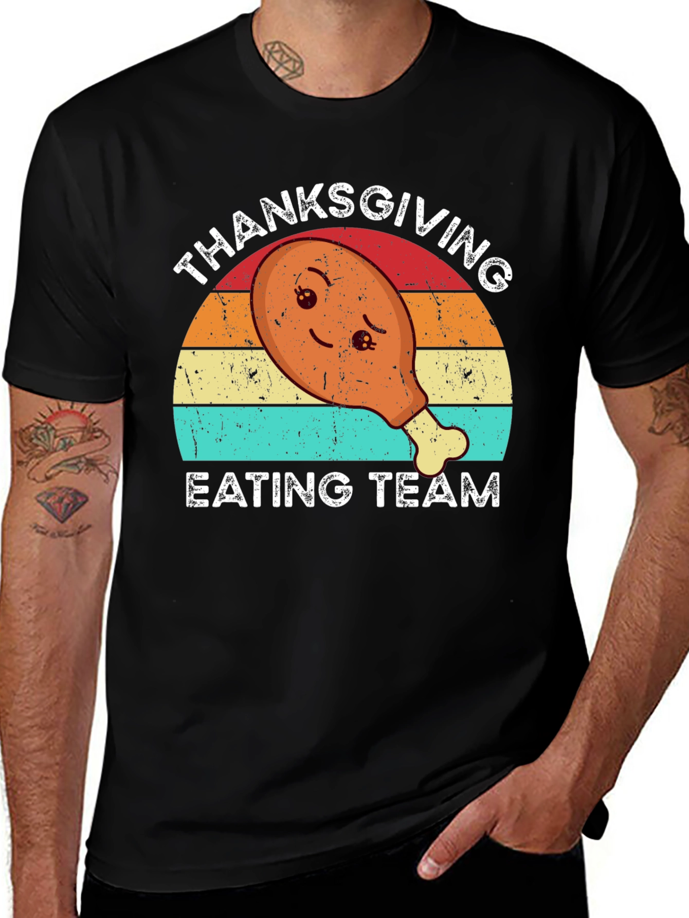 Thanksgiving Eating Team T-Shirt - Cute Turkey Leg Design