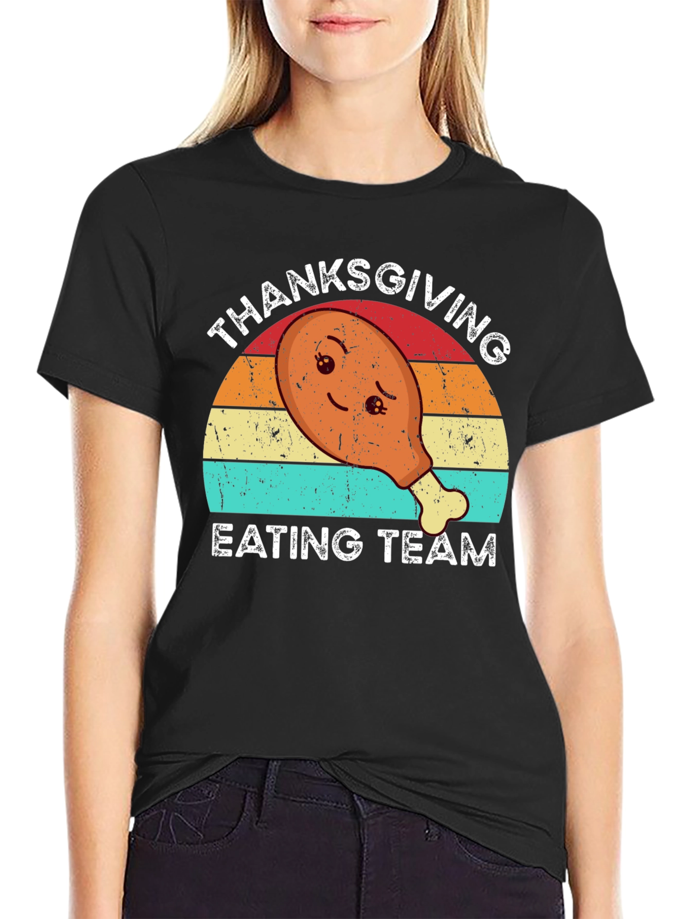 Thanksgiving Eating Team T-Shirt - Cute Turkey Leg Design