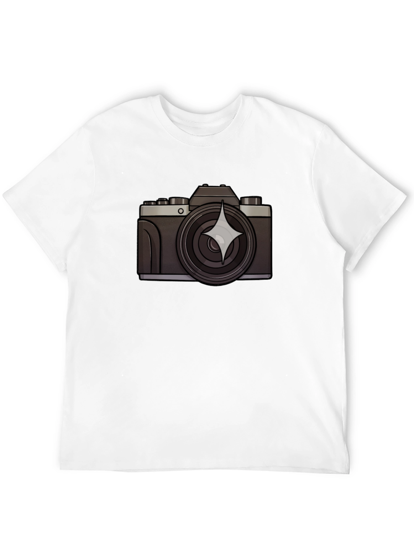 Retro Camera Graphic Tee - Black Cotton T-Shirt