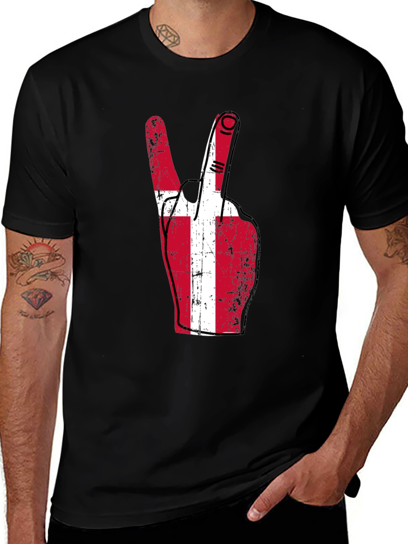 Denmark Flag Peace Sign Graphic T-Shirt
