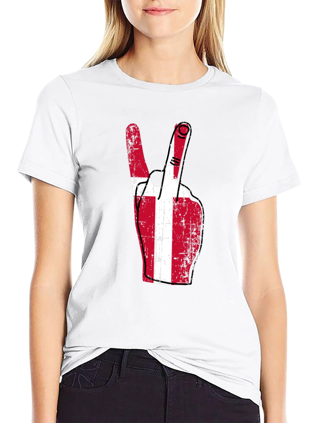 Denmark Flag Peace Sign Graphic T-Shirt