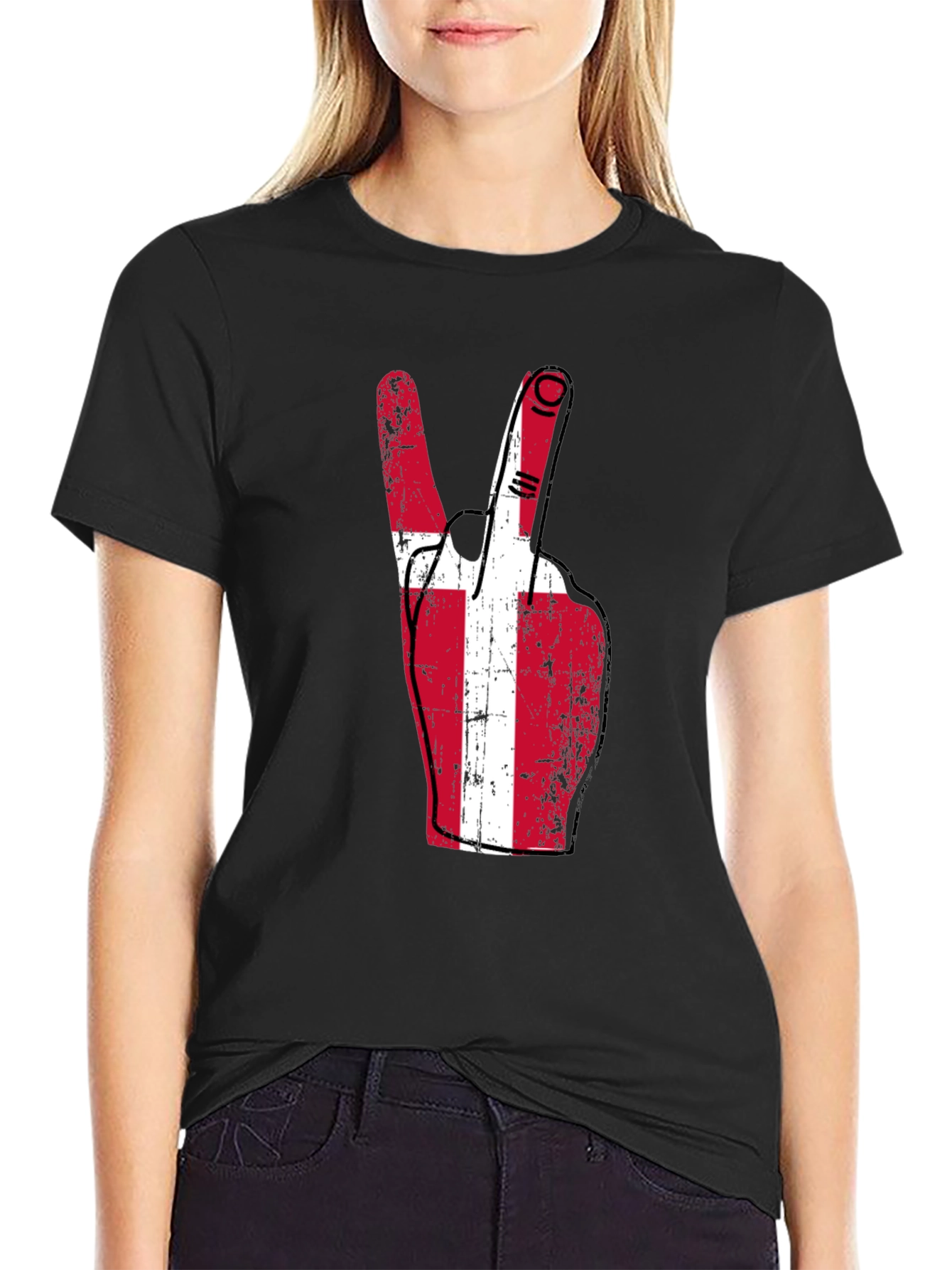 Denmark Flag Peace Sign Graphic T-Shirt
