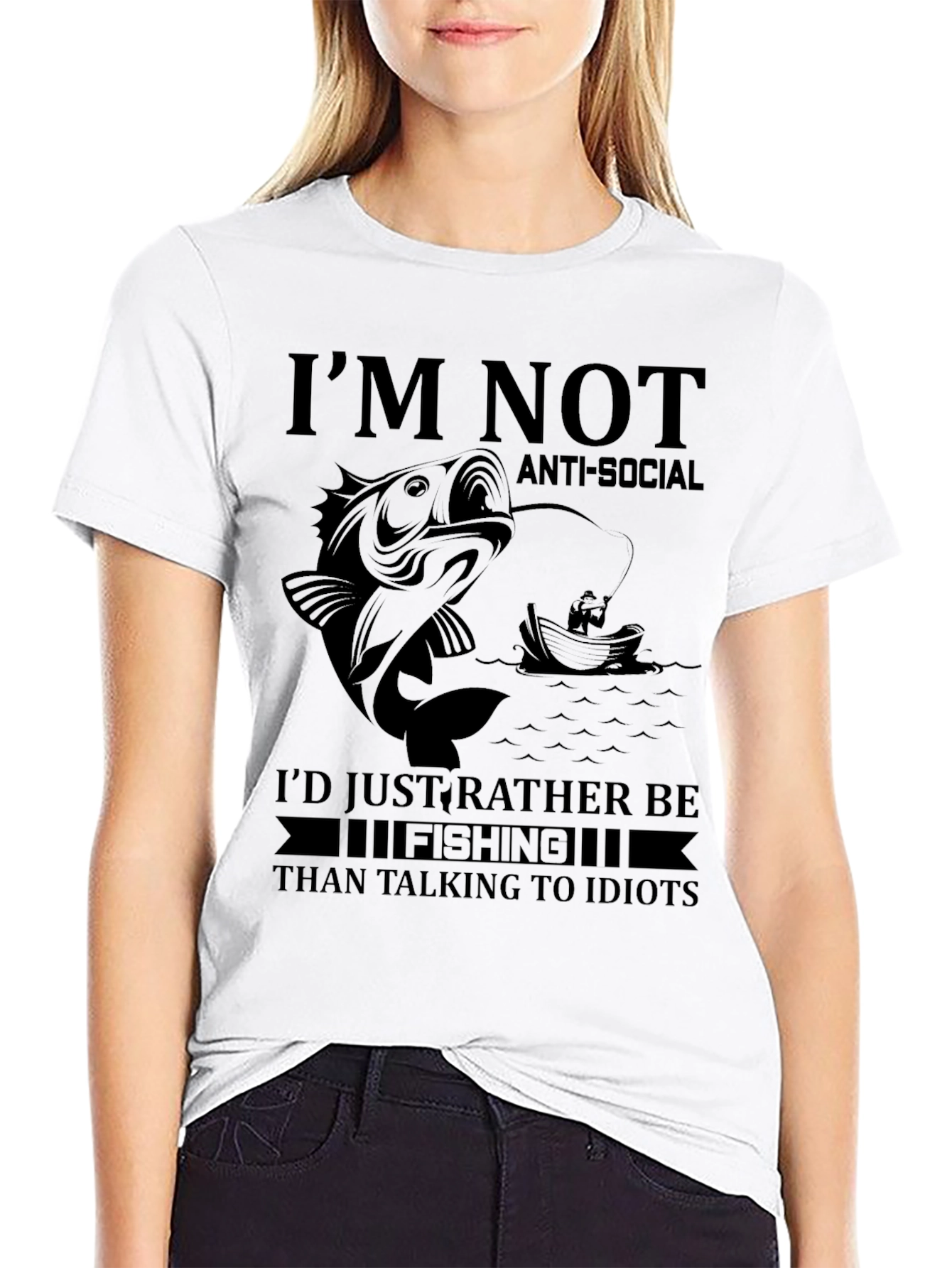 Fishing Humor Graphic Tee - Im Not Anti-Social