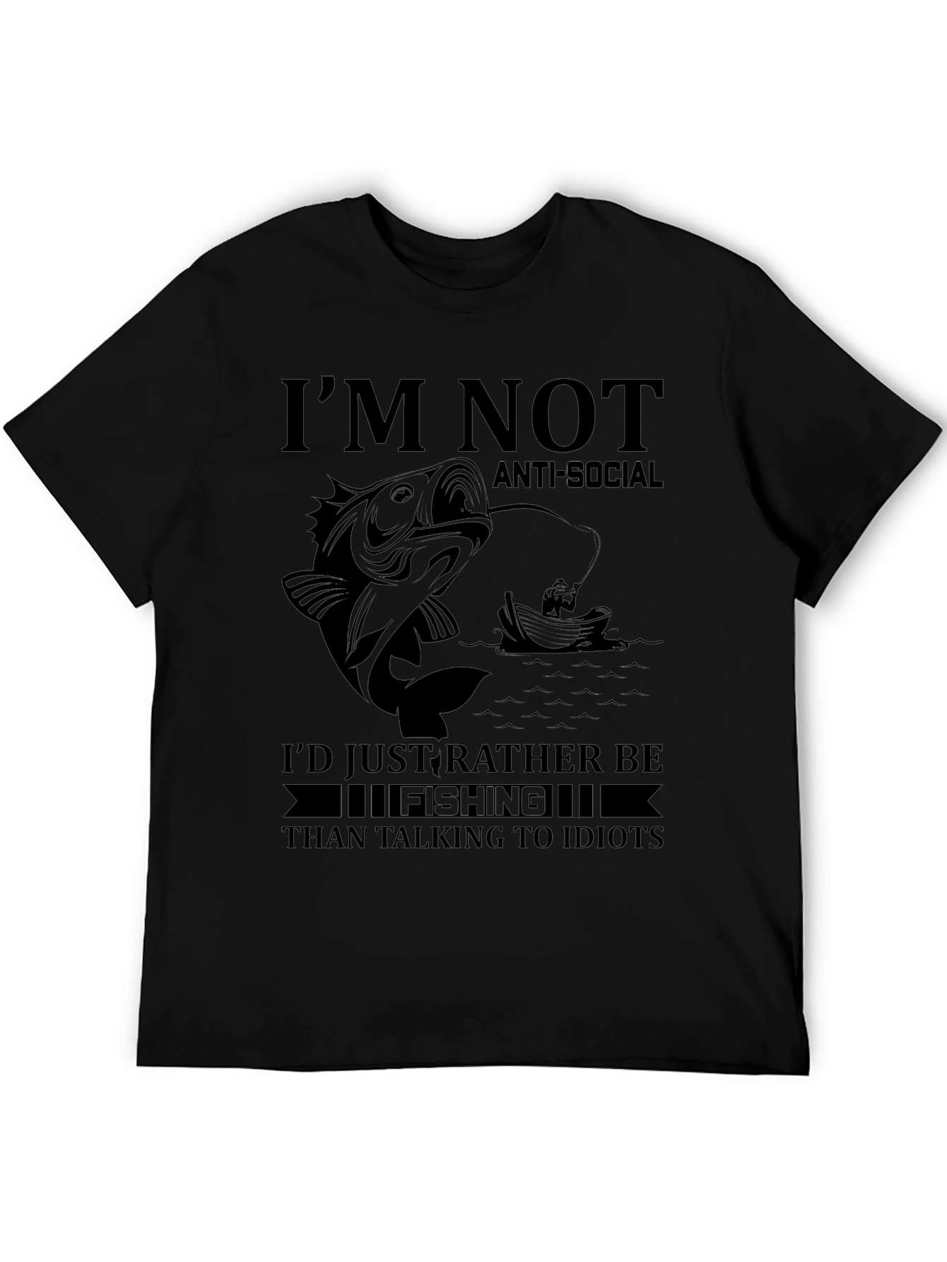 Fishing Humor Graphic Tee - Im Not Anti-Social