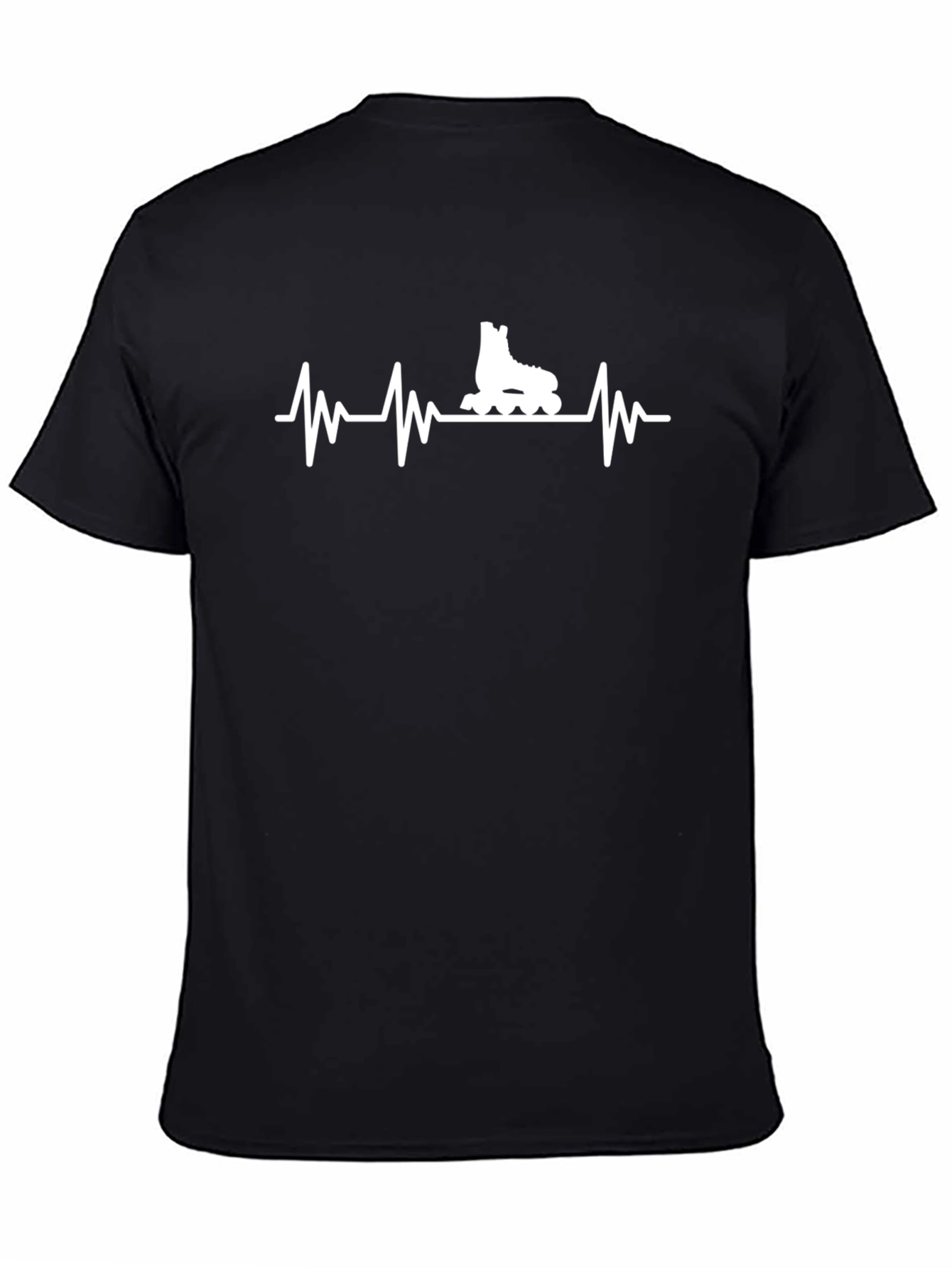 Roller Skate Heartbeat Graphic Tee - Black Cotton T-Shirt