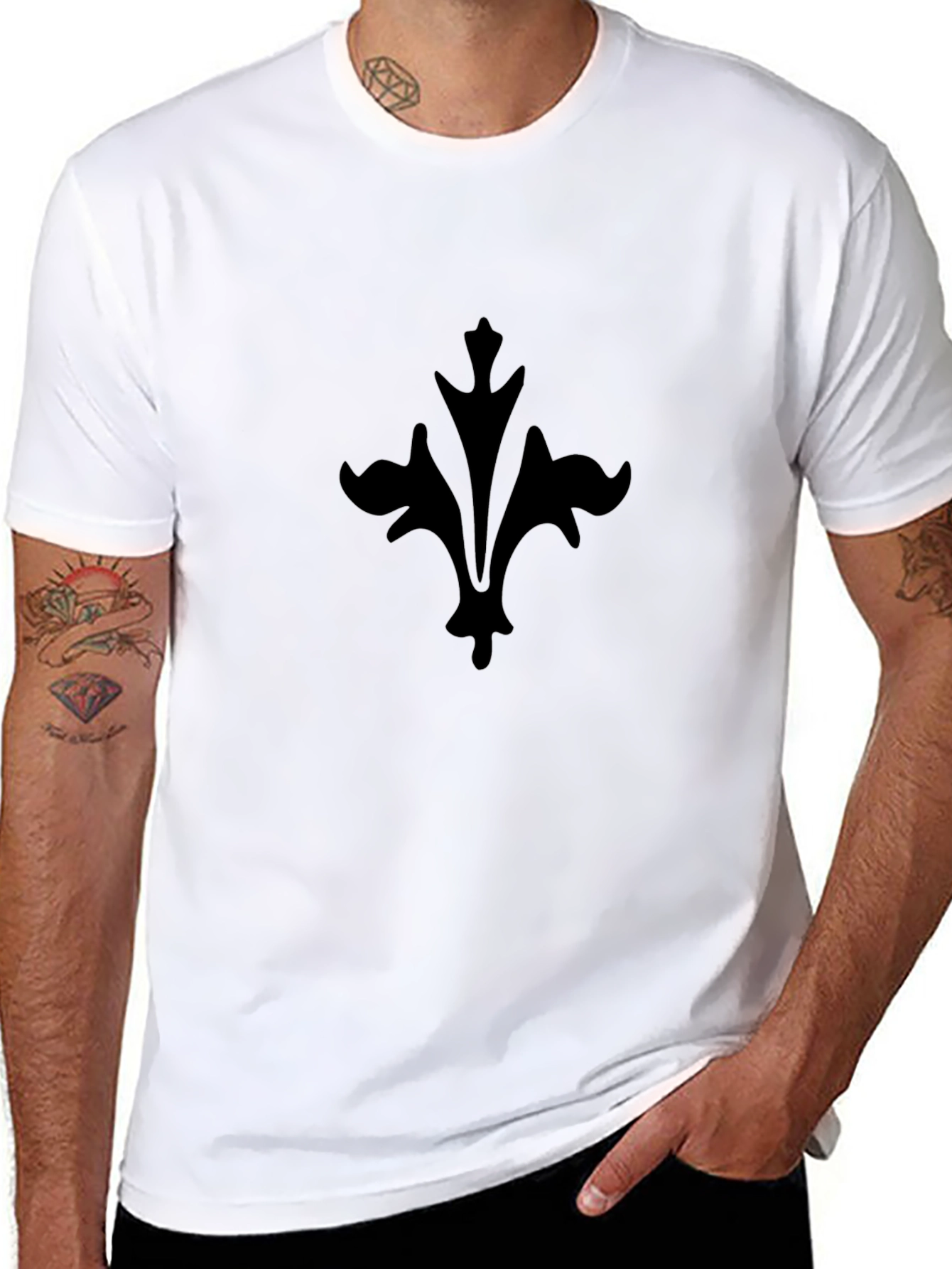 Black Fleur-de-Lis T-Shirt - Stylish & Comfortable