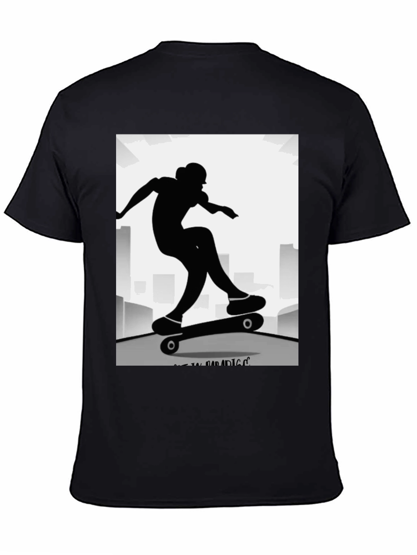 Skater Silhouette Graphic Tee - Black