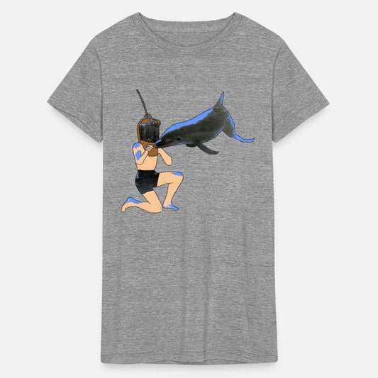 Vintage Diver with Diving Helmet Feeding a Dolphin