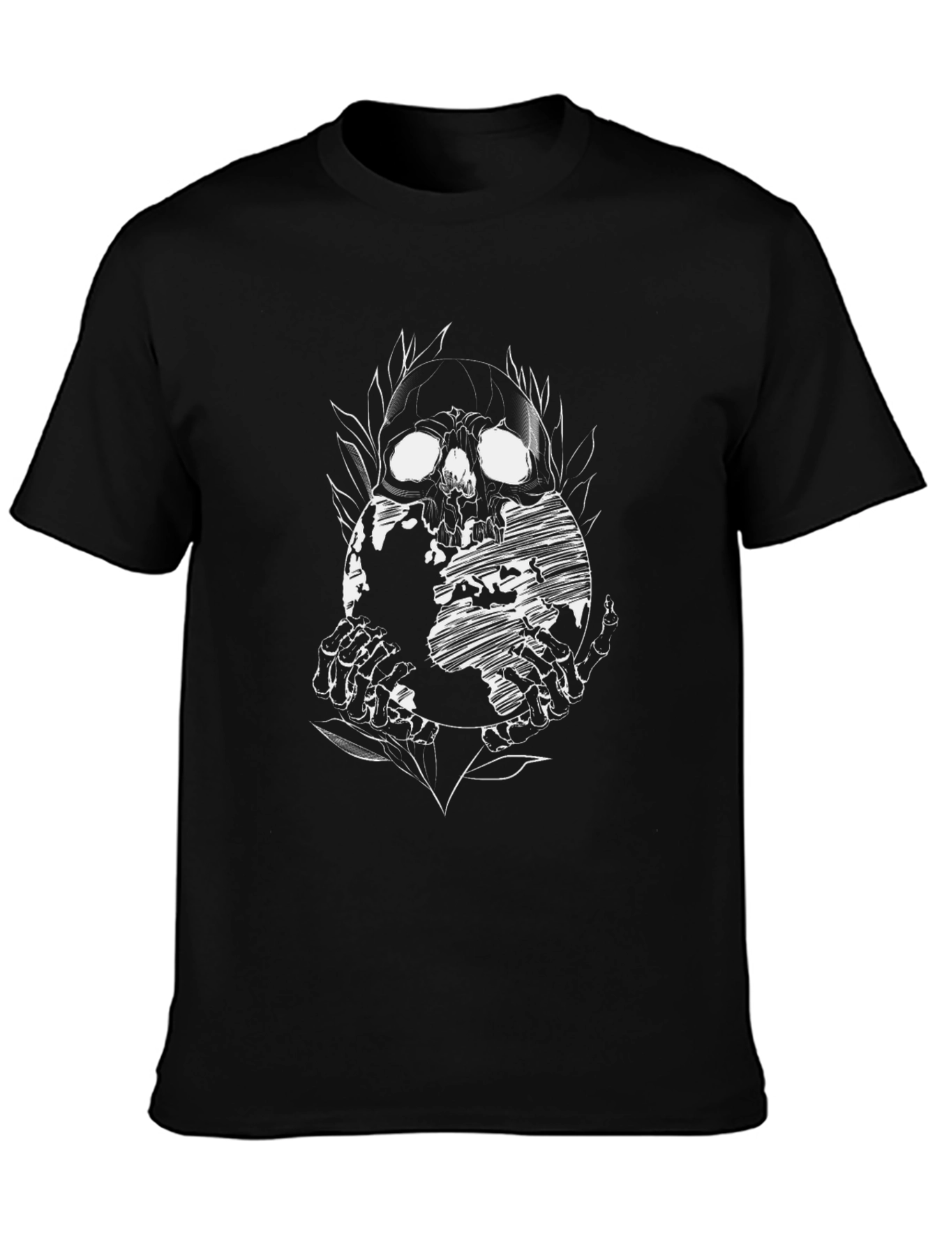 Skull Globe Graphic Tee - Black