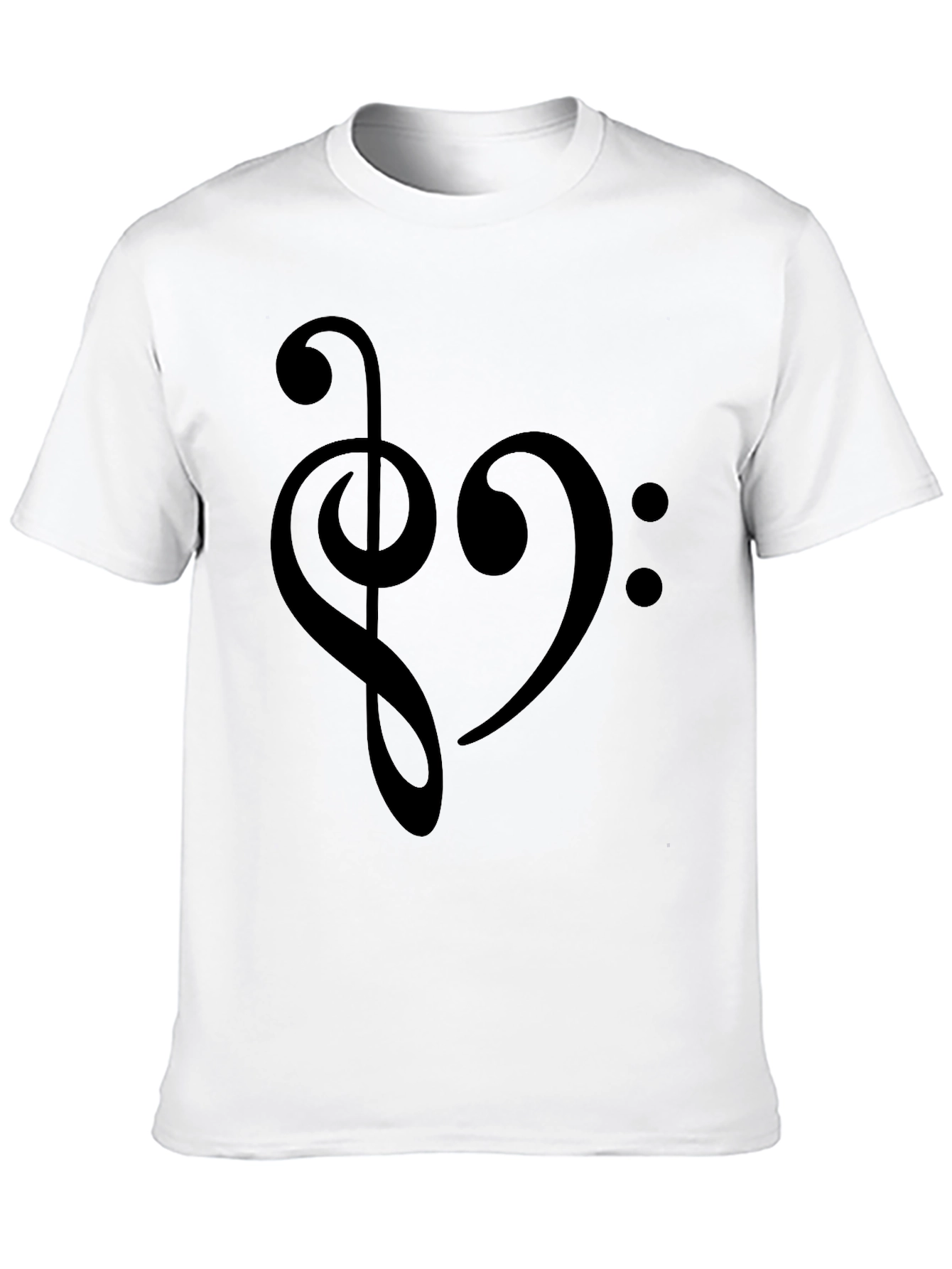 Musical Clef Heart Graphic T-Shirt - Black Cotton Tee