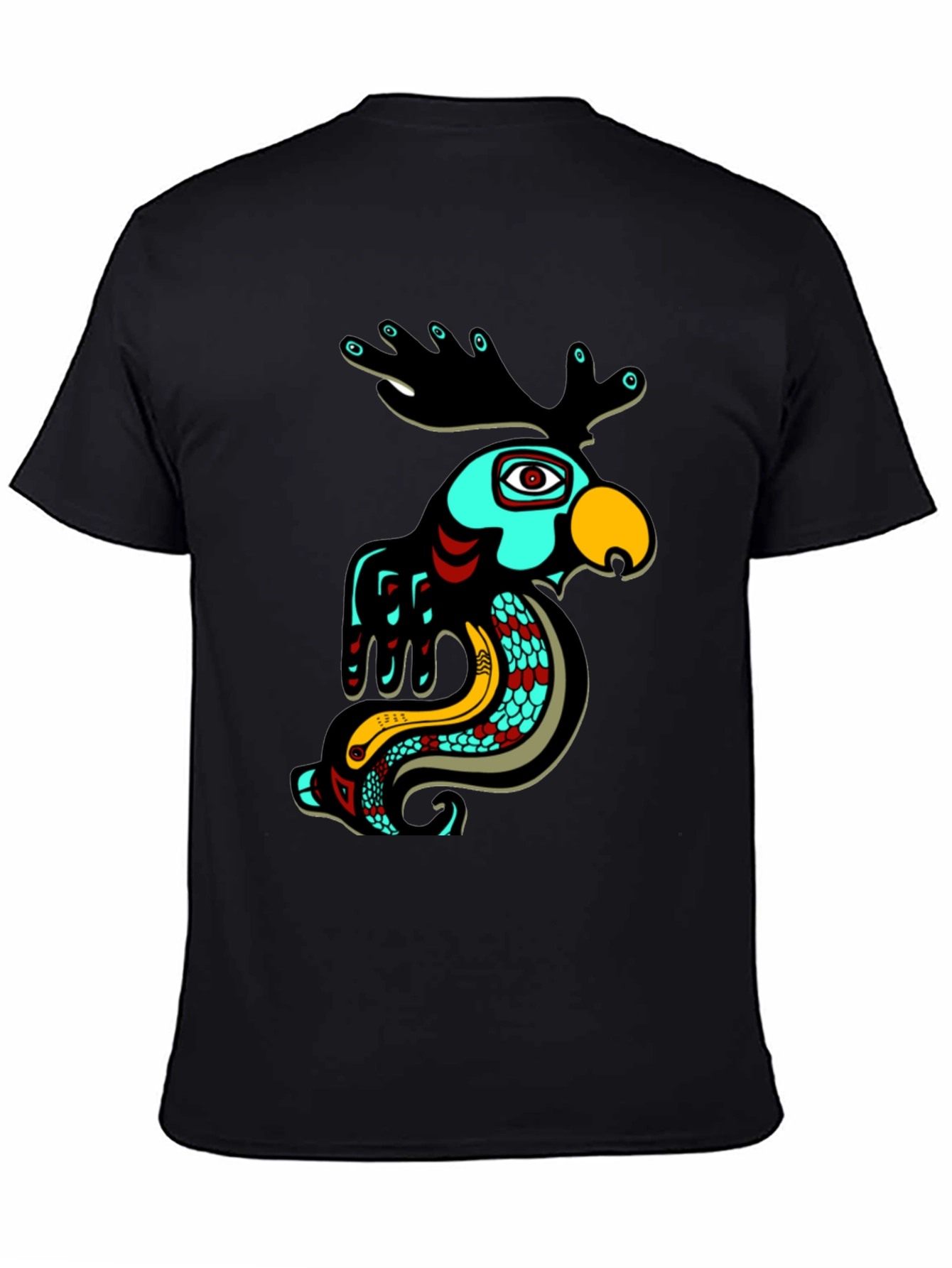 Abstract Animal Graphic Tee - Black Cotton