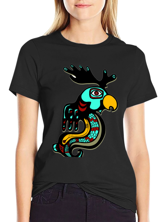 Abstract Animal Graphic Tee - Black Cotton