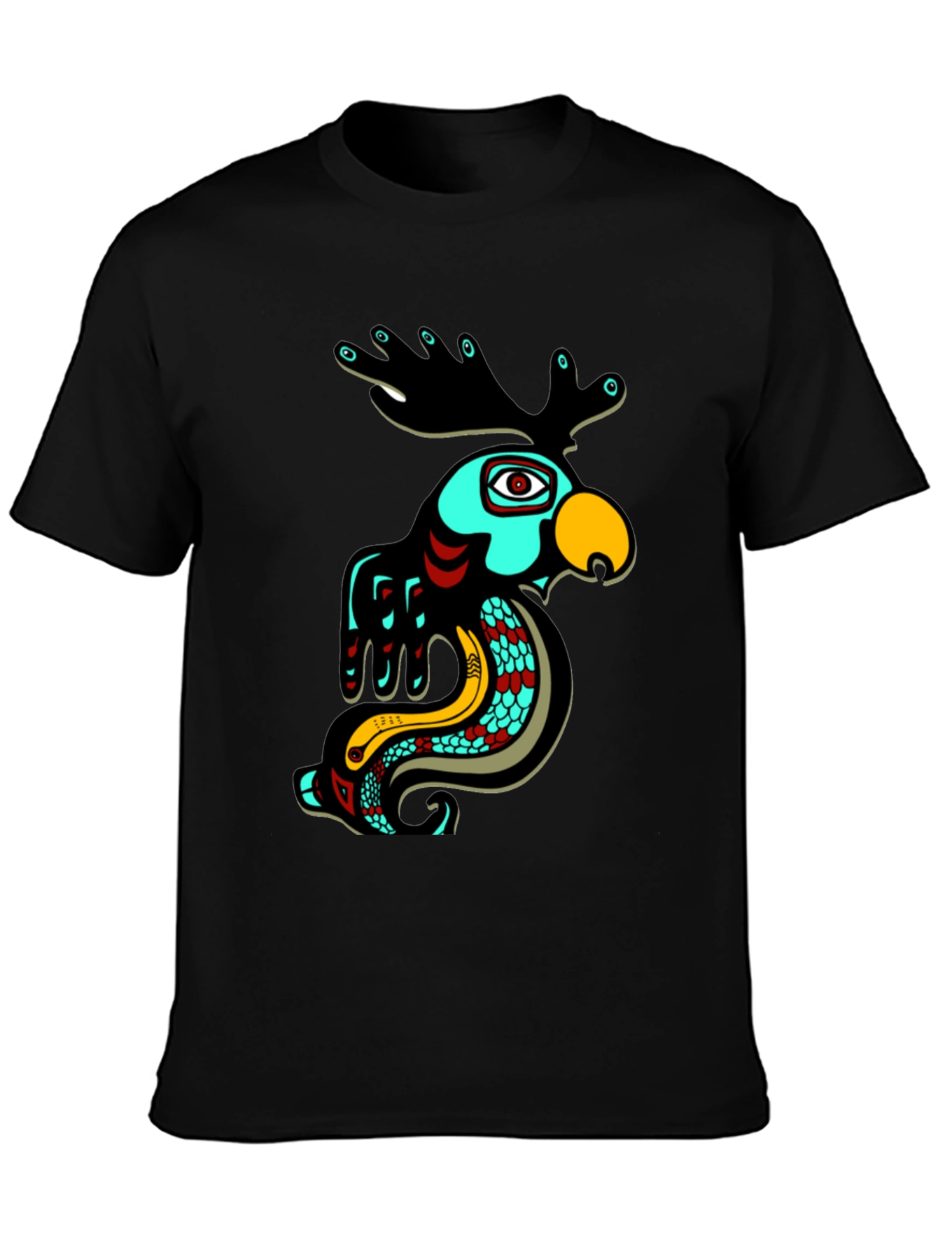 Abstract Animal Graphic Tee - Black Cotton