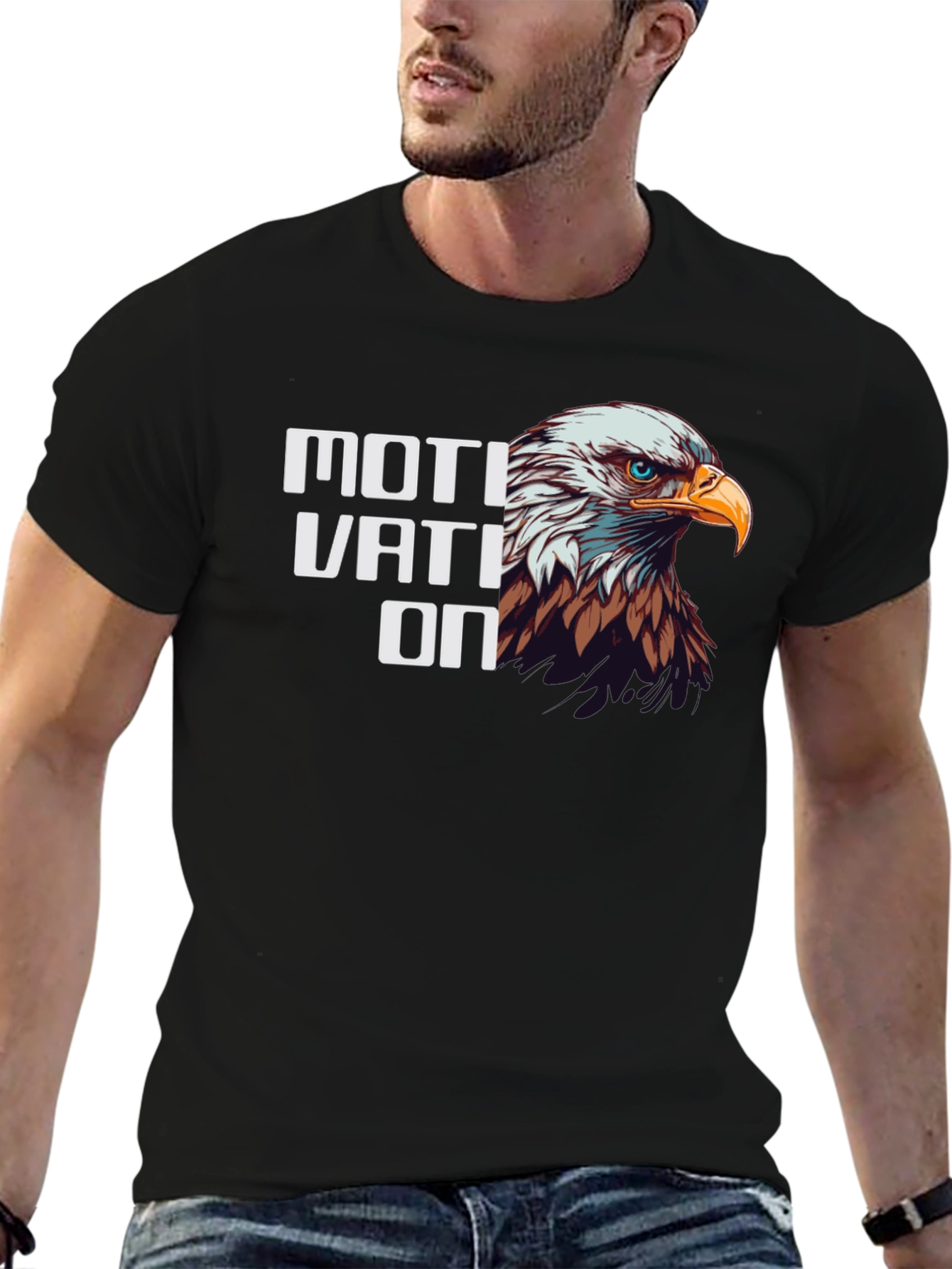 Motivation Eagle Graphic Tee - Black