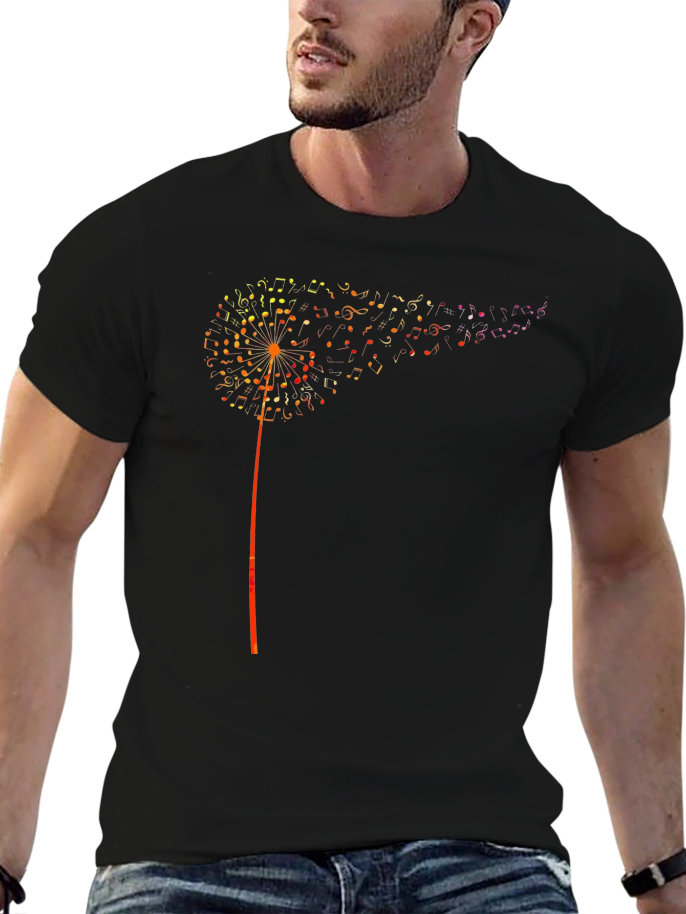 Musical Dandelion Graphic T-Shirt - Black