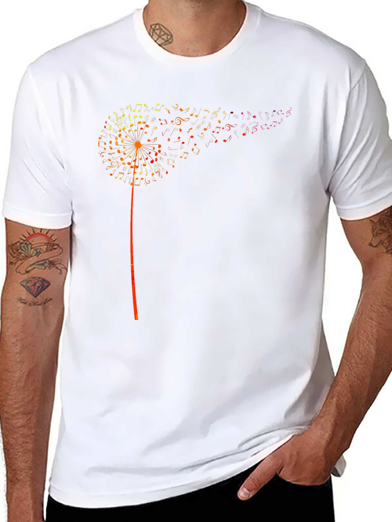 Musical Dandelion Graphic T-Shirt - Black