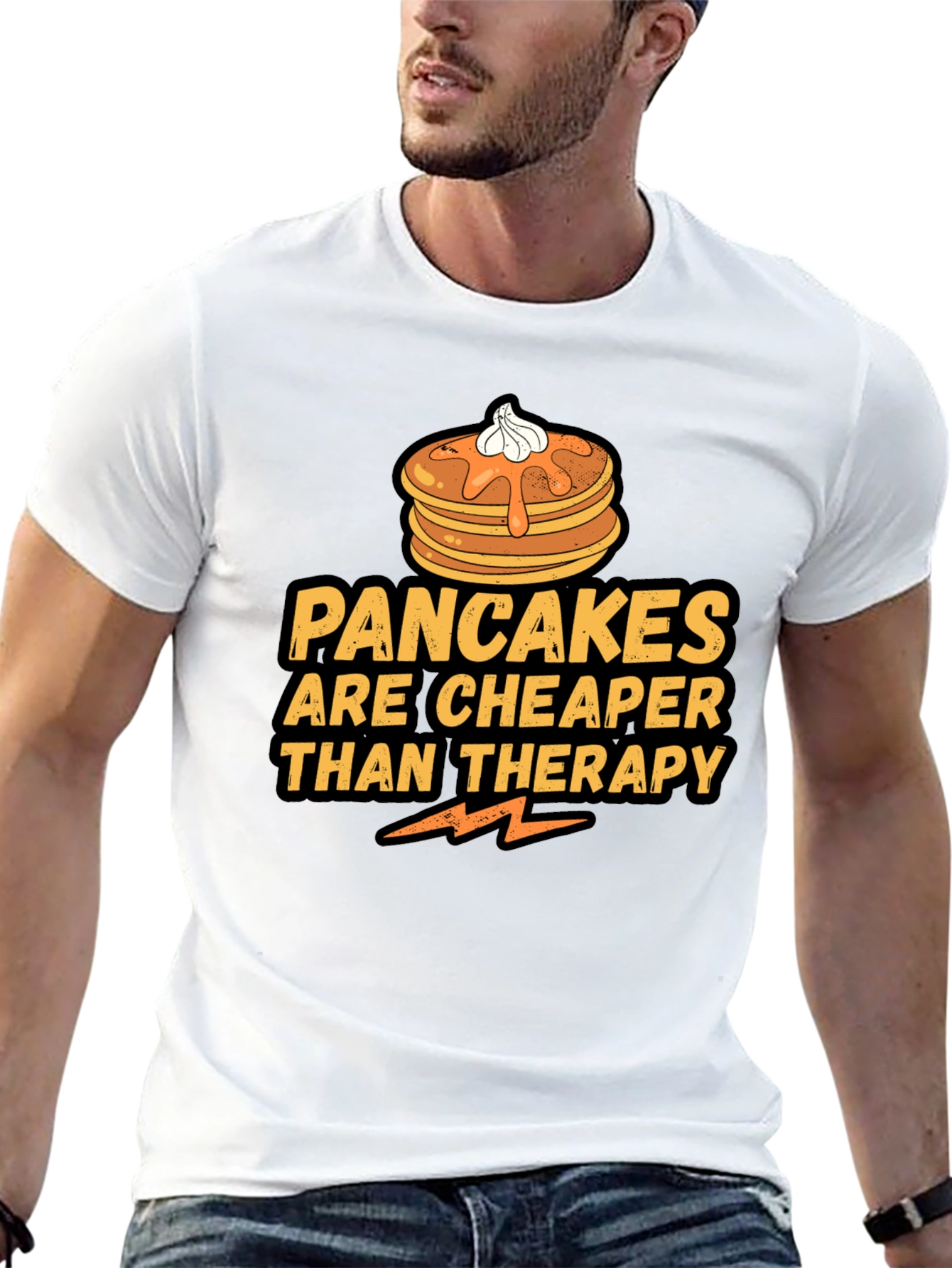 Pancakes Cheaper Than Therapy Black T-Shirt