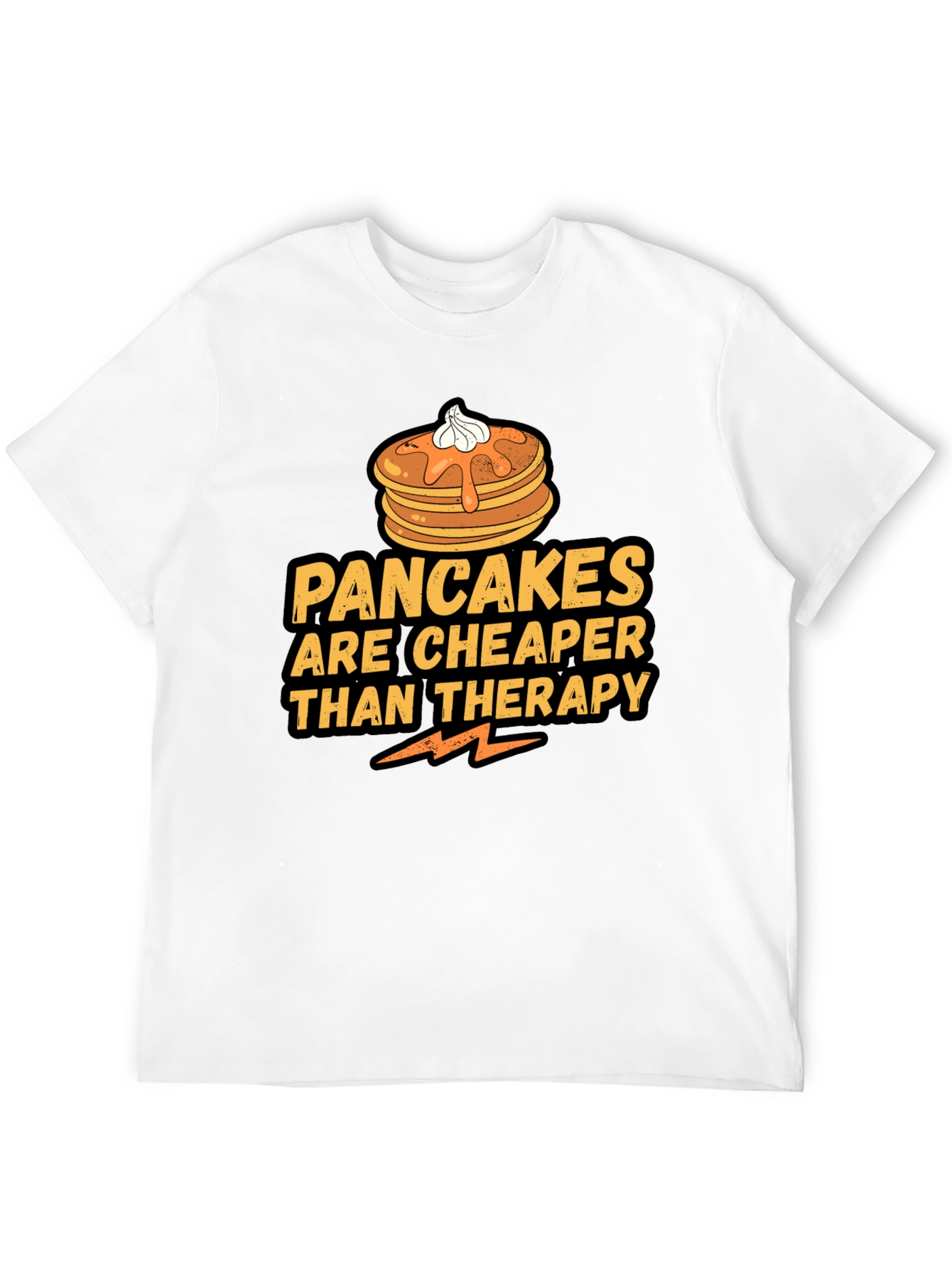 Pancakes Cheaper Than Therapy Black T-Shirt